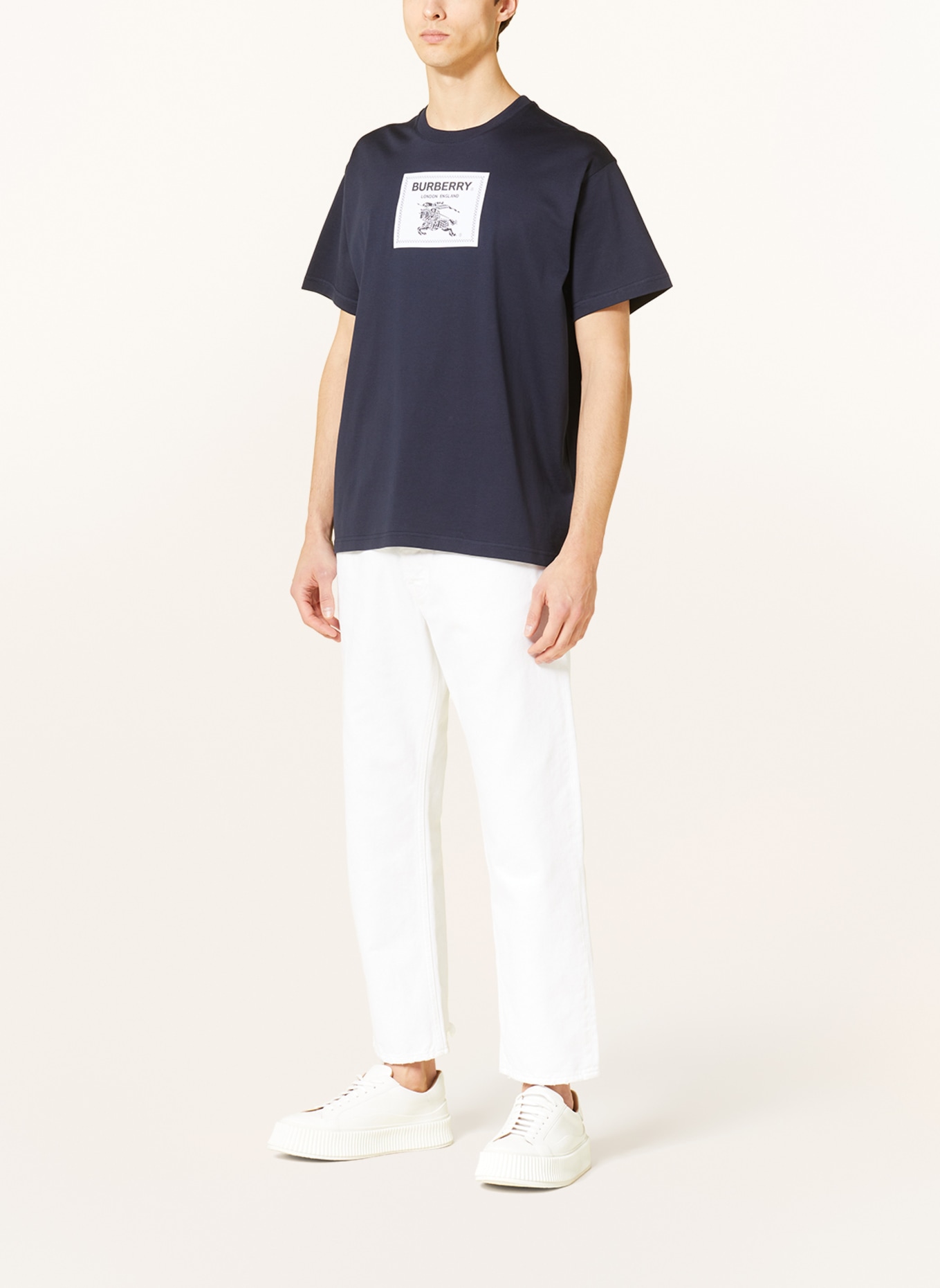 BURBERRY T-shirt ROUNDWOOD, Color: DARK BLUE/ WHITE (Image 2)