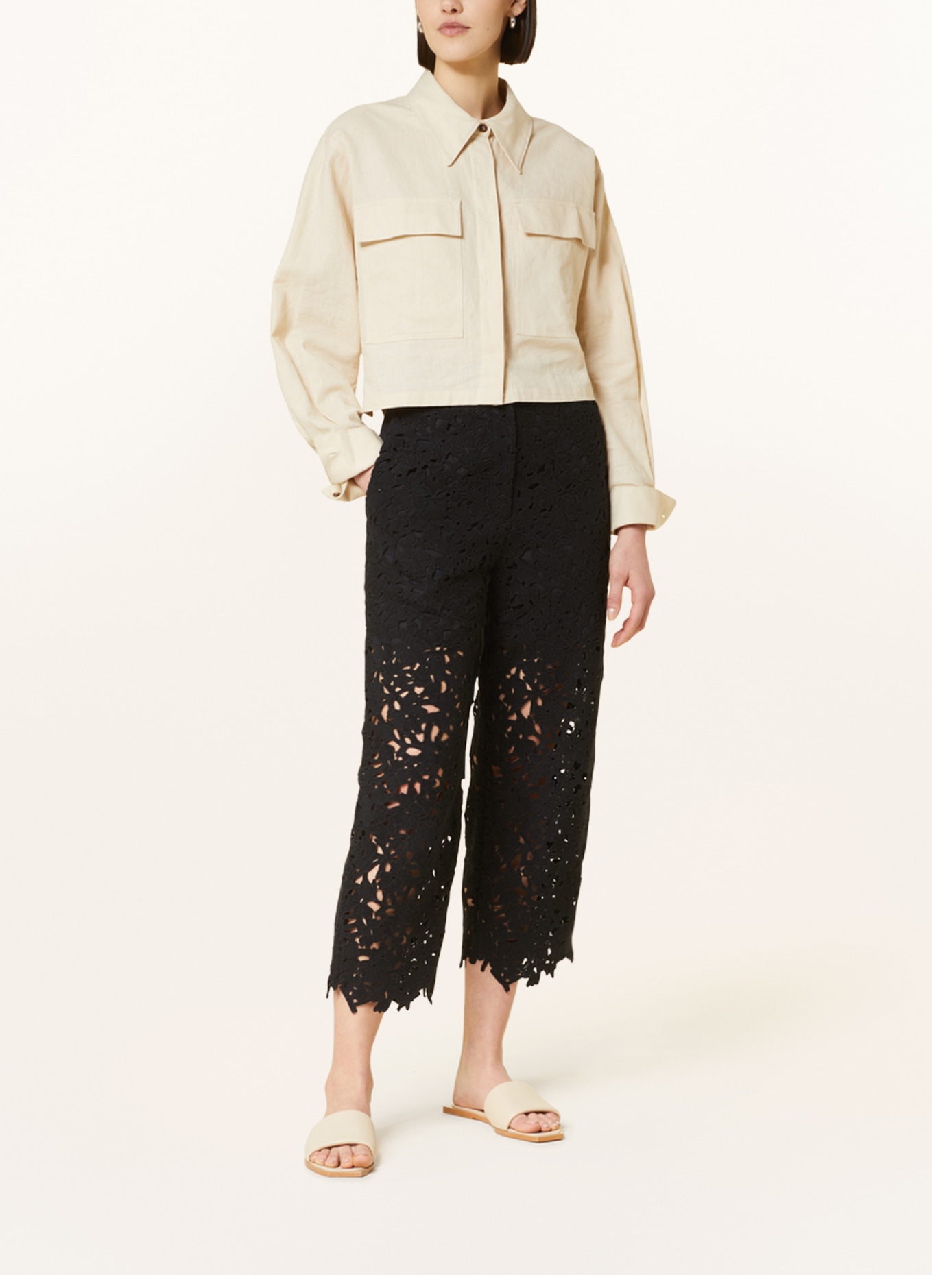 COS 7/8 trousers made of crochet lace, Color: BLACK (Image 2)