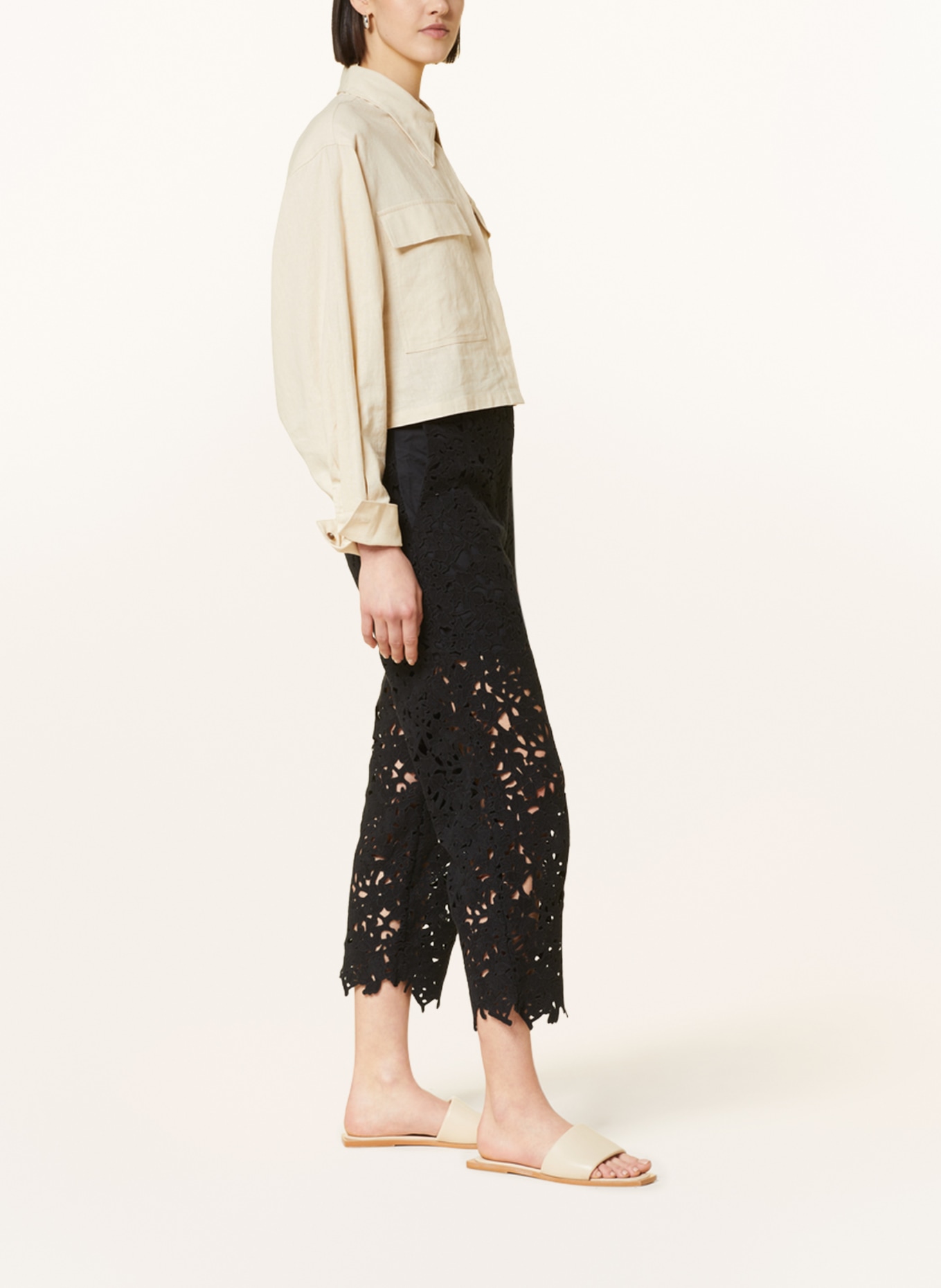 COS 7/8 trousers made of crochet lace, Color: BLACK (Image 4)
