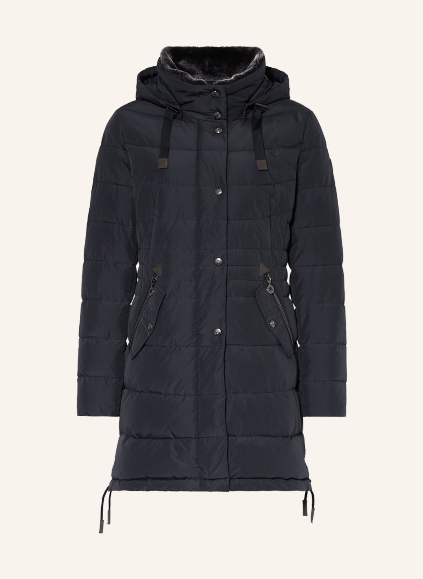 GIL BRET Quilted coat with detachable faux fur, Color: DARK BLUE (Image 1)