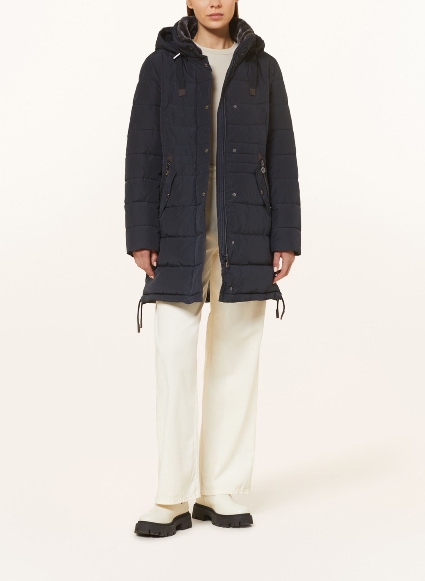 GIL BRET Quilted coat with detachable faux fur, Color: DARK BLUE (Image 2)