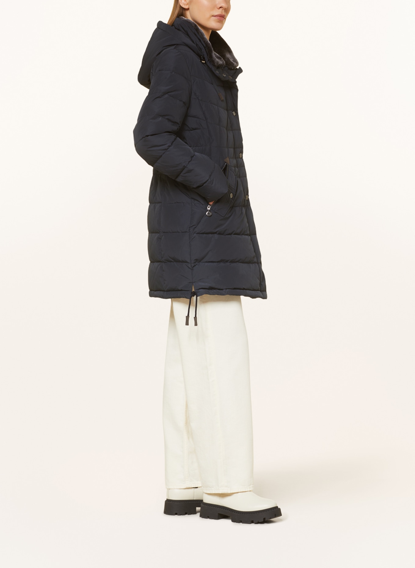 GIL BRET Quilted coat with detachable faux fur, Color: DARK BLUE (Image 4)