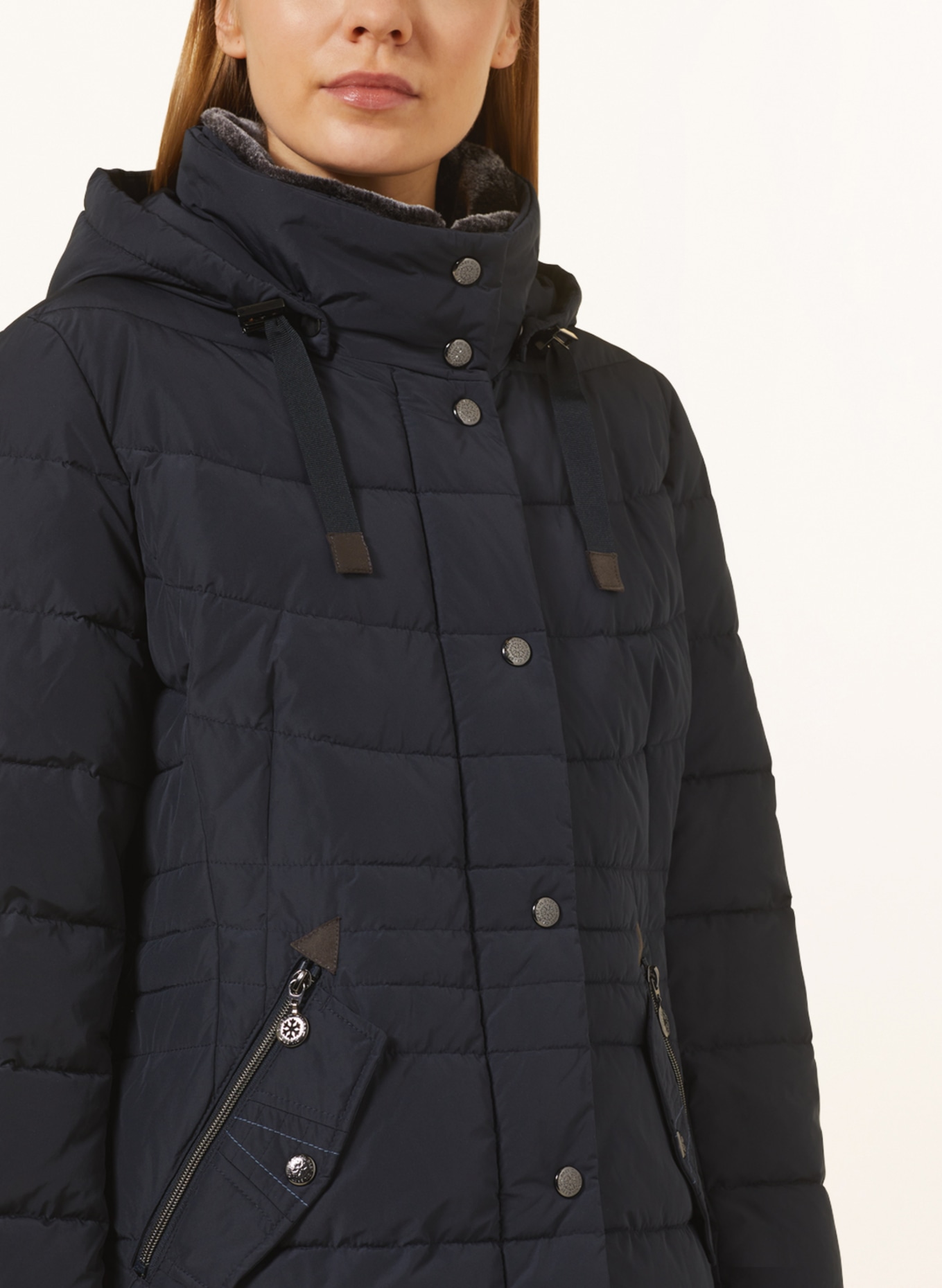 GIL BRET Quilted coat with detachable faux fur, Color: DARK BLUE (Image 5)