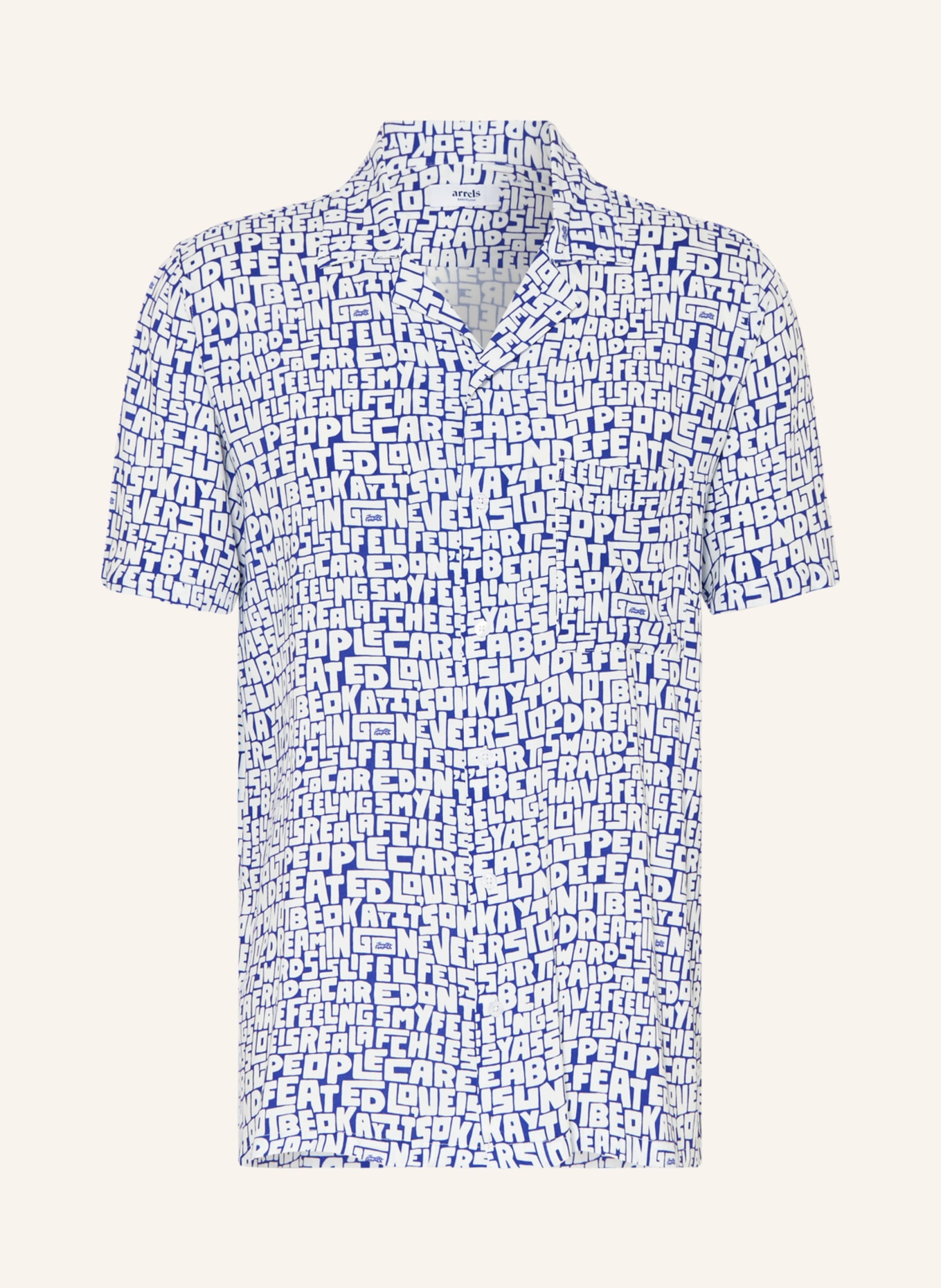 arrels BARCELONA Resort shirt BLUE NEVER STOP DREAMING × TIMOTHY GOOD comfort fit, Color: BLUE/ WHITE (Image 1)