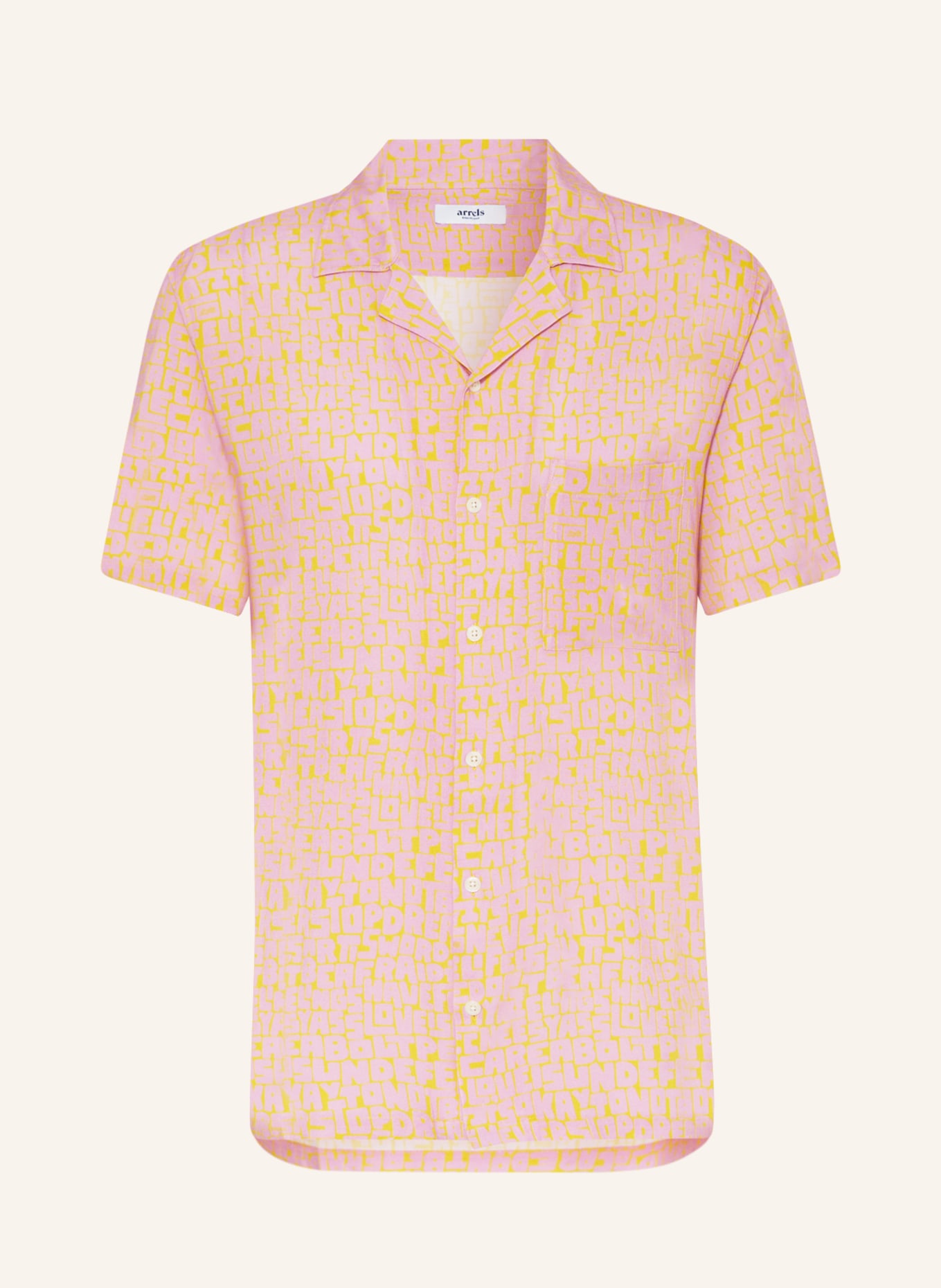 arrels BARCELONA Resort shirt PINK NEVER STOP DREAMING × TIMOTHY GOOD comfort fit, Color: PINK/ DARK YELLOW (Image 1)