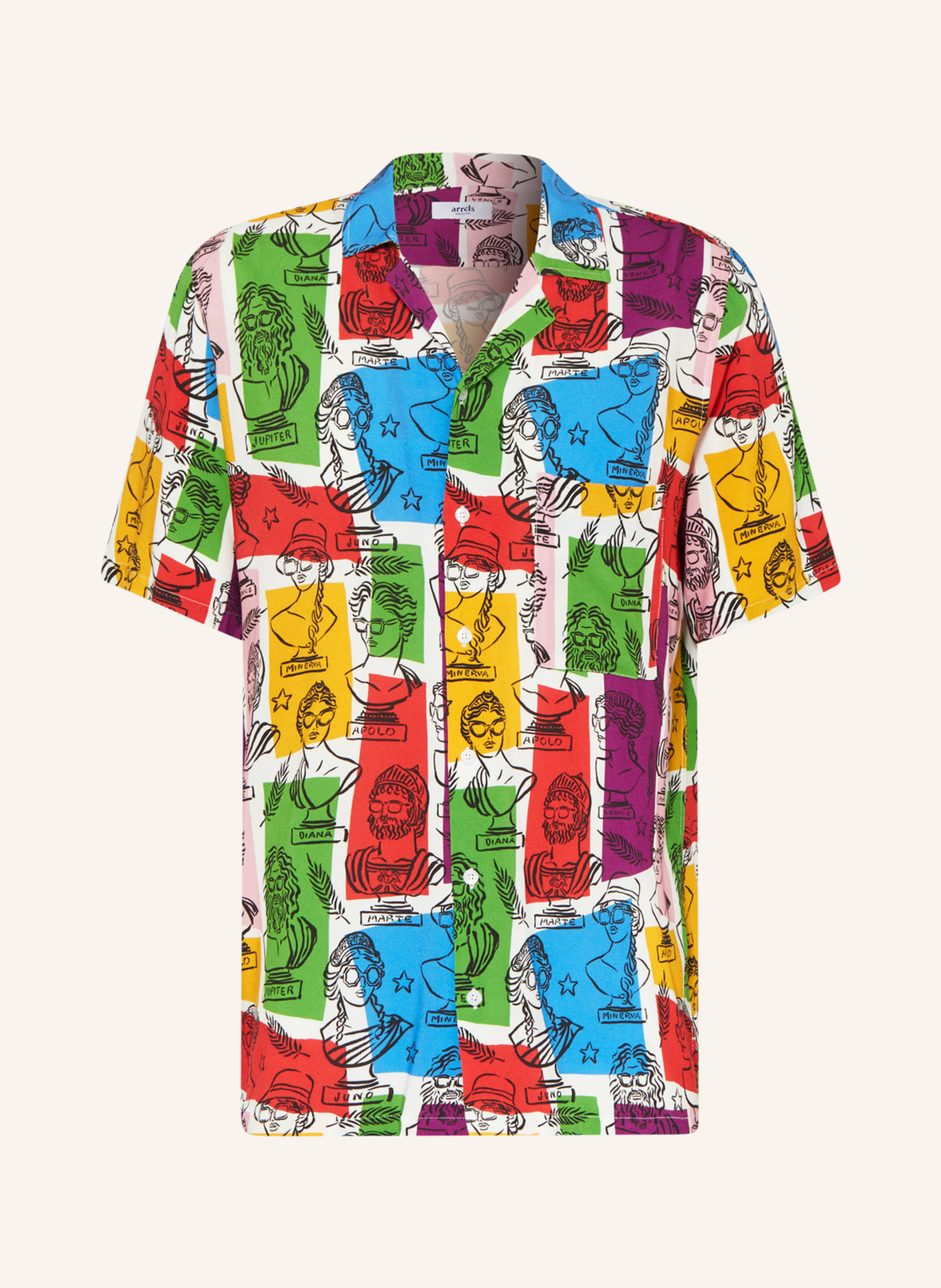 arrels BARCELONA Koszula z klapami ITALIANS DO IT BETTER × JORDI LABANDA comfort fit, Kolor: NIEBIESKI/ CZERWONY/ CIEMNOŻÓŁTY (Obrazek 1)