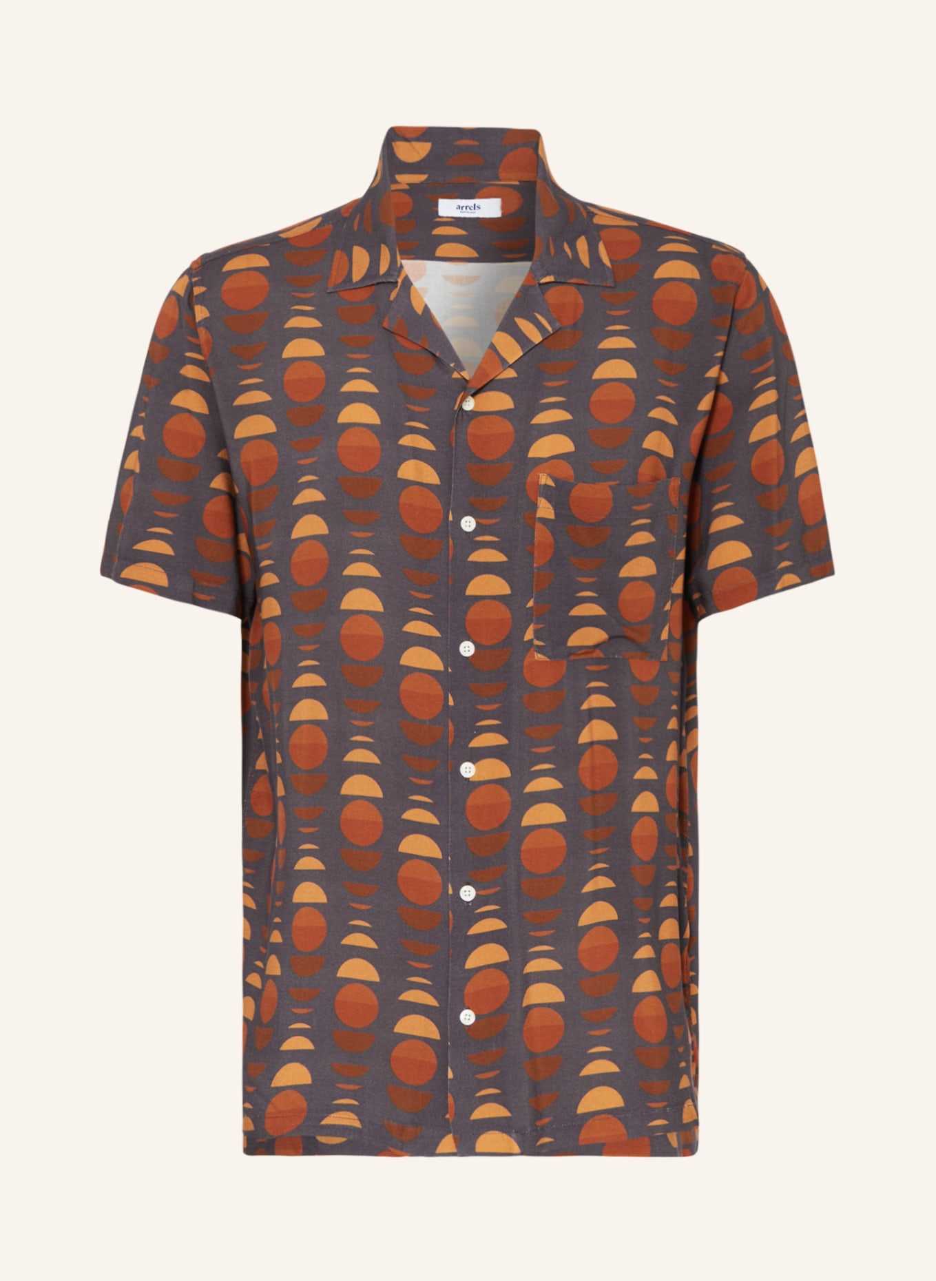 arrels BARCELONA Koszula z klapami SUN FRAGMENTS × LAURA BERGER comfort fit, Kolor: CZIEMNOSZARY/ CIEMNOPOMARAŃCZOWY (Obrazek 1)