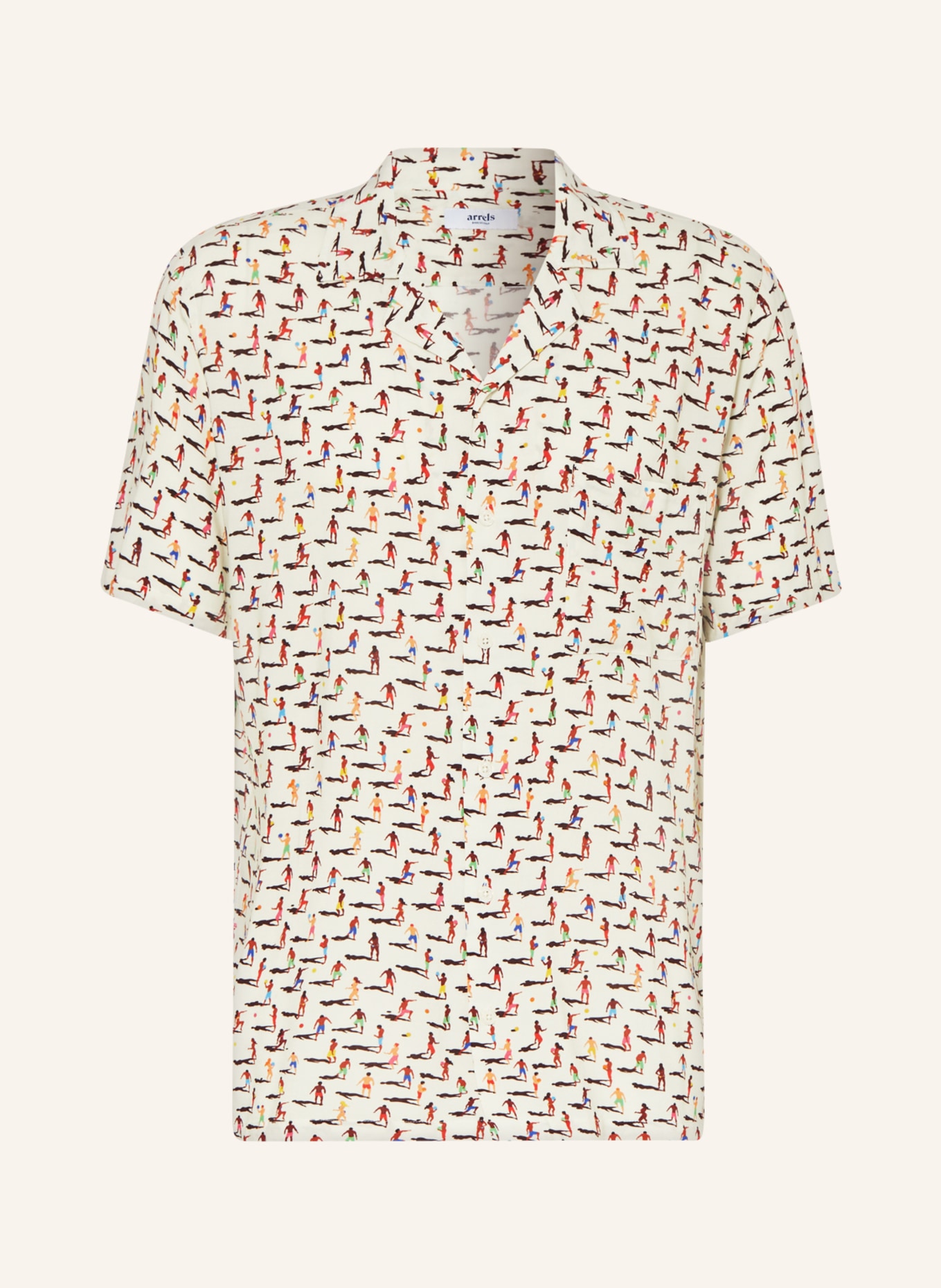 arrels BARCELONA Koszula z klapami ALTINHA × MALIKA FAVRE comfort fit, Kolor: BIAŁY/ BRĄZOWY/ ZIELONY (Obrazek 1)