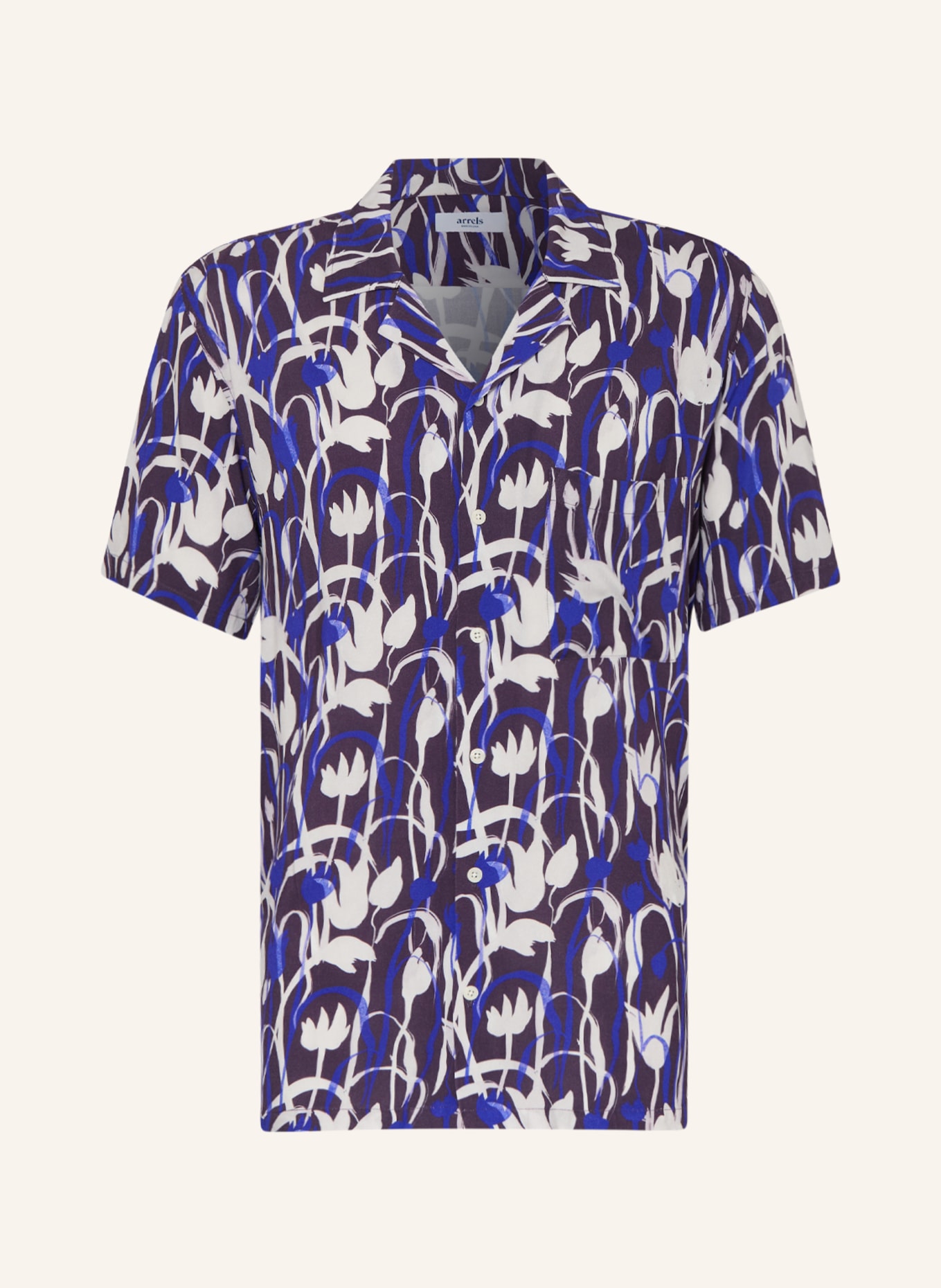 arrels BARCELONA Koszula z klapami PURPLE TULIPS × CECILIA CARLSTED comfort fit, Kolor: LILA/ BIAŁY (Obrazek 1)