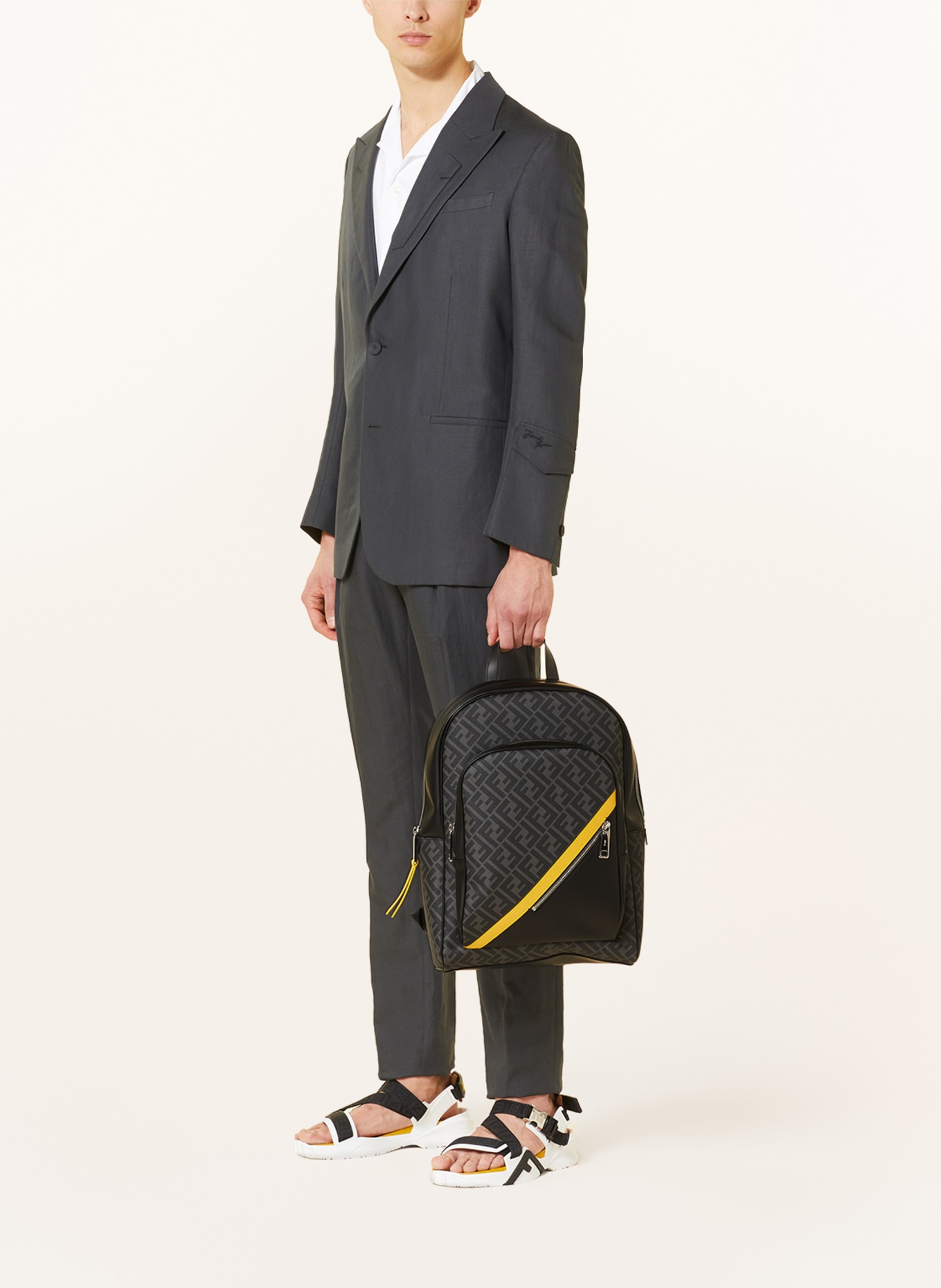 FENDI Saffiano backpack, Color: DARK GRAY/ BLACK (Image 4)