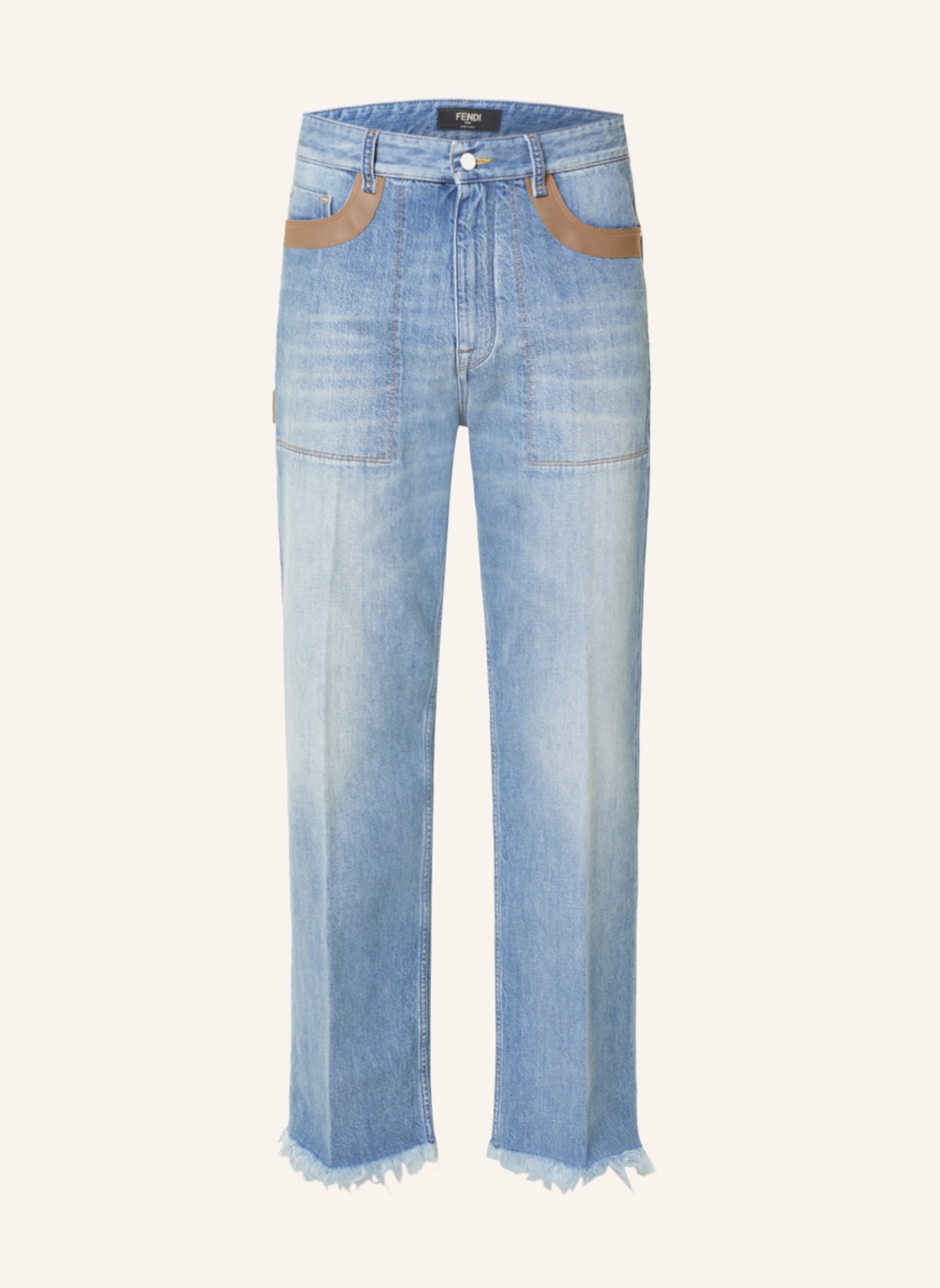 FENDI Jeans regular fit with fringes, Color: F0QG0 DARK BLU (Image 1)