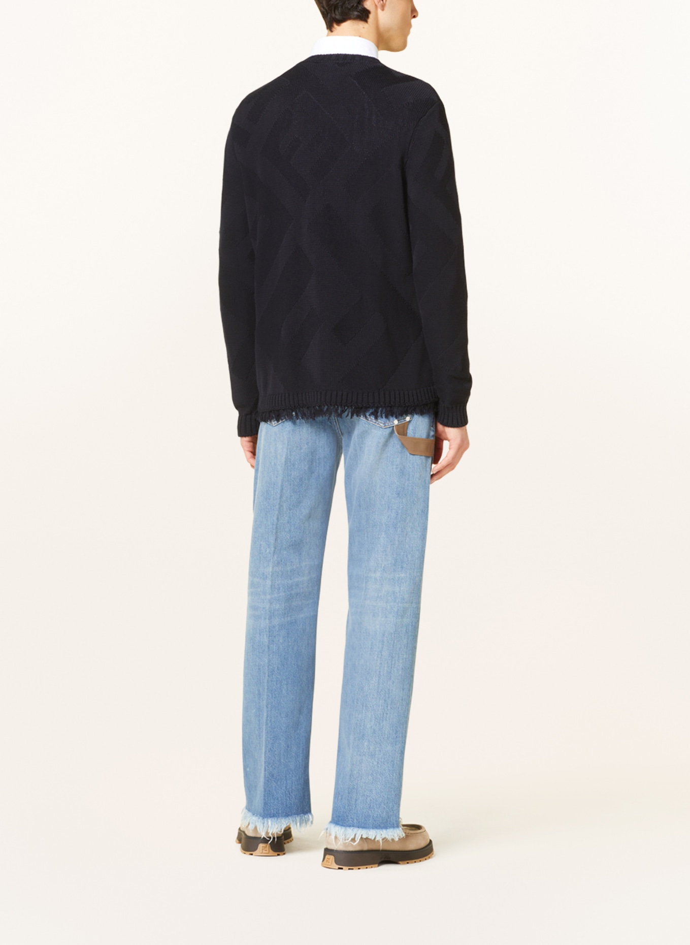 FENDI Jeans Regular Fit mit Fransen, Farbe: F0QG0 DARK BLU (Bild 3)