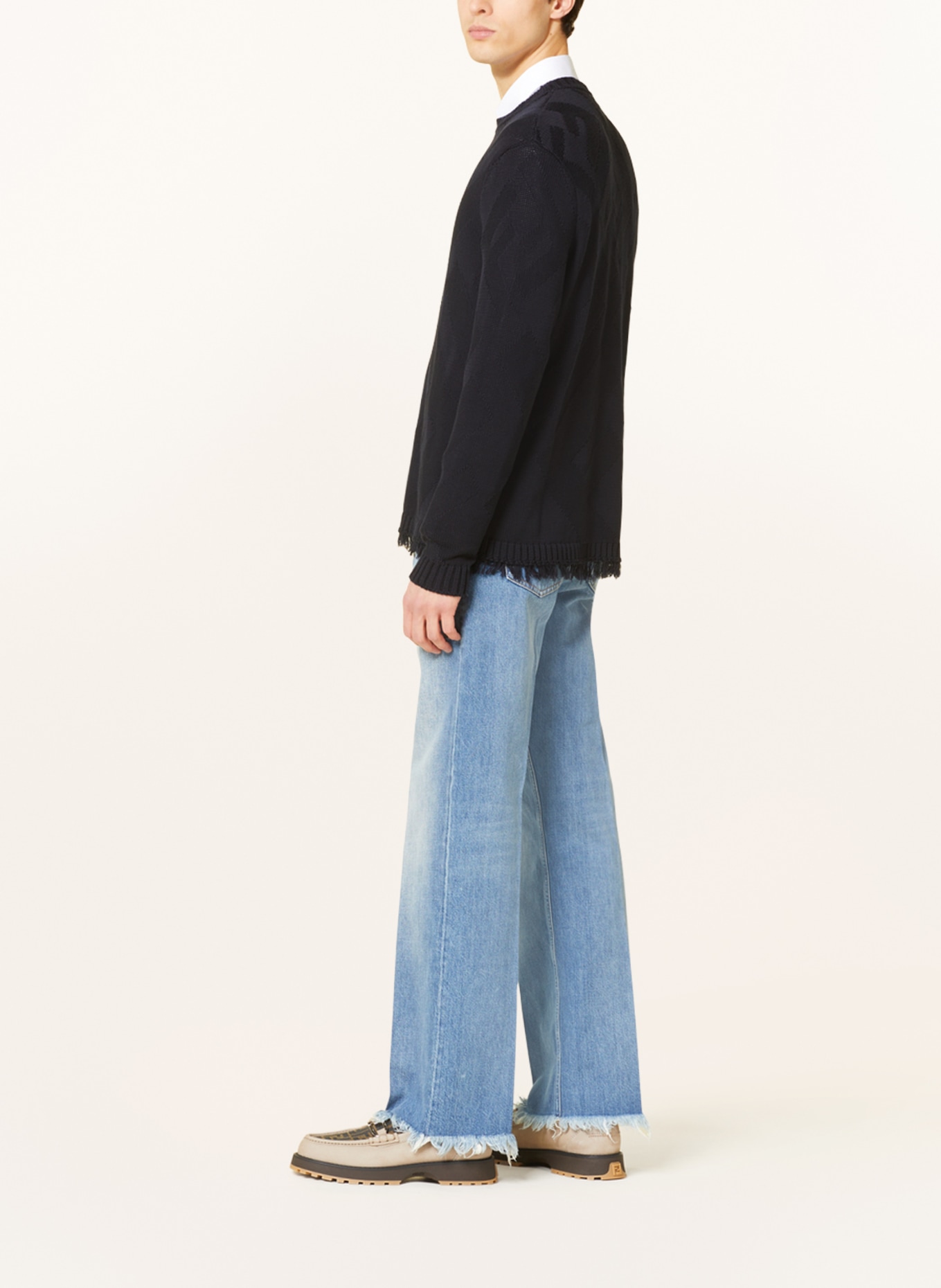 FENDI Jeans Regular Fit mit Fransen, Farbe: F0QG0 DARK BLU (Bild 4)