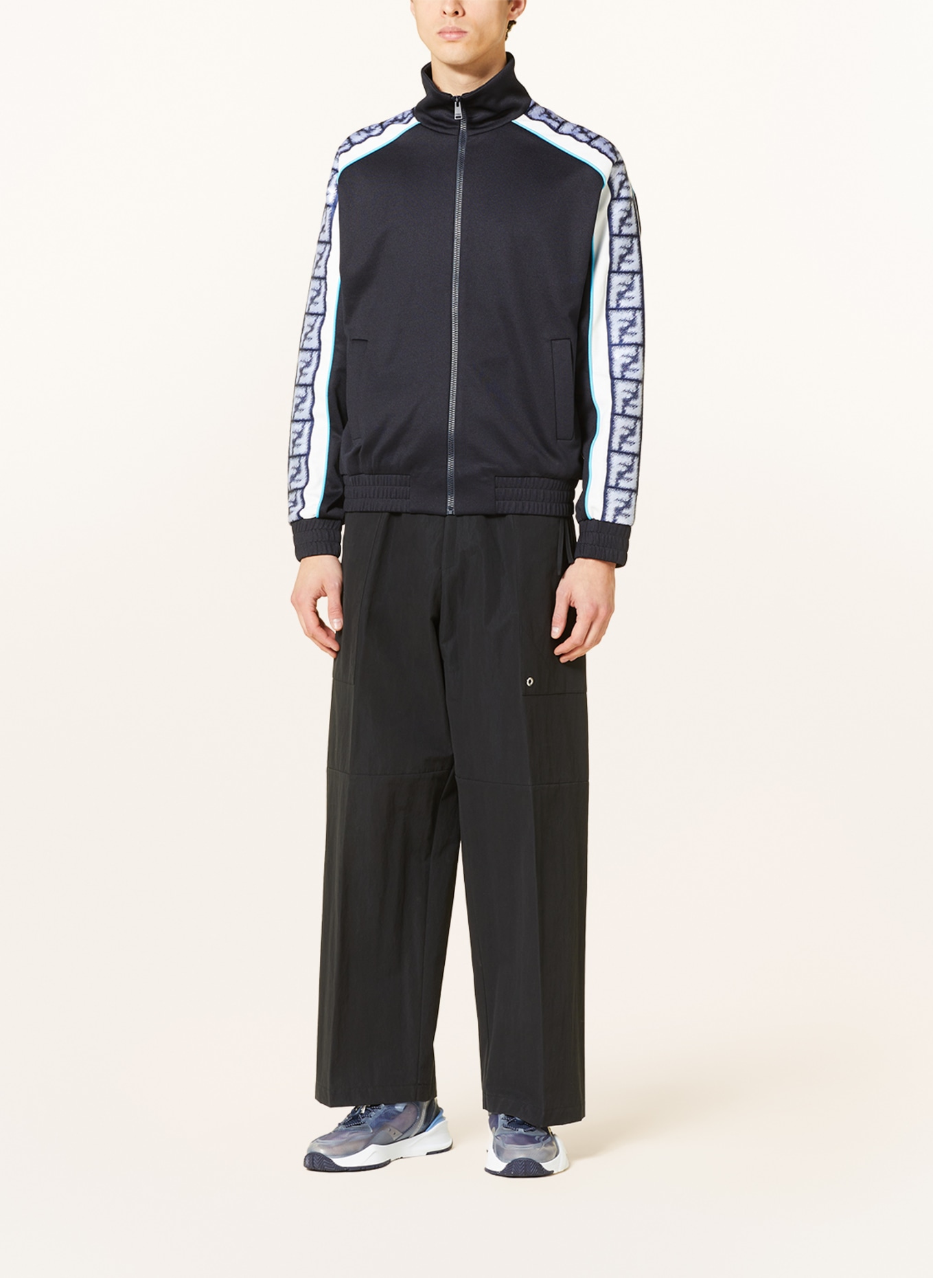 FENDI Training jacket with tuxedo stripe, Color: BLUE/ WHITE/ BLACK (Image 2)
