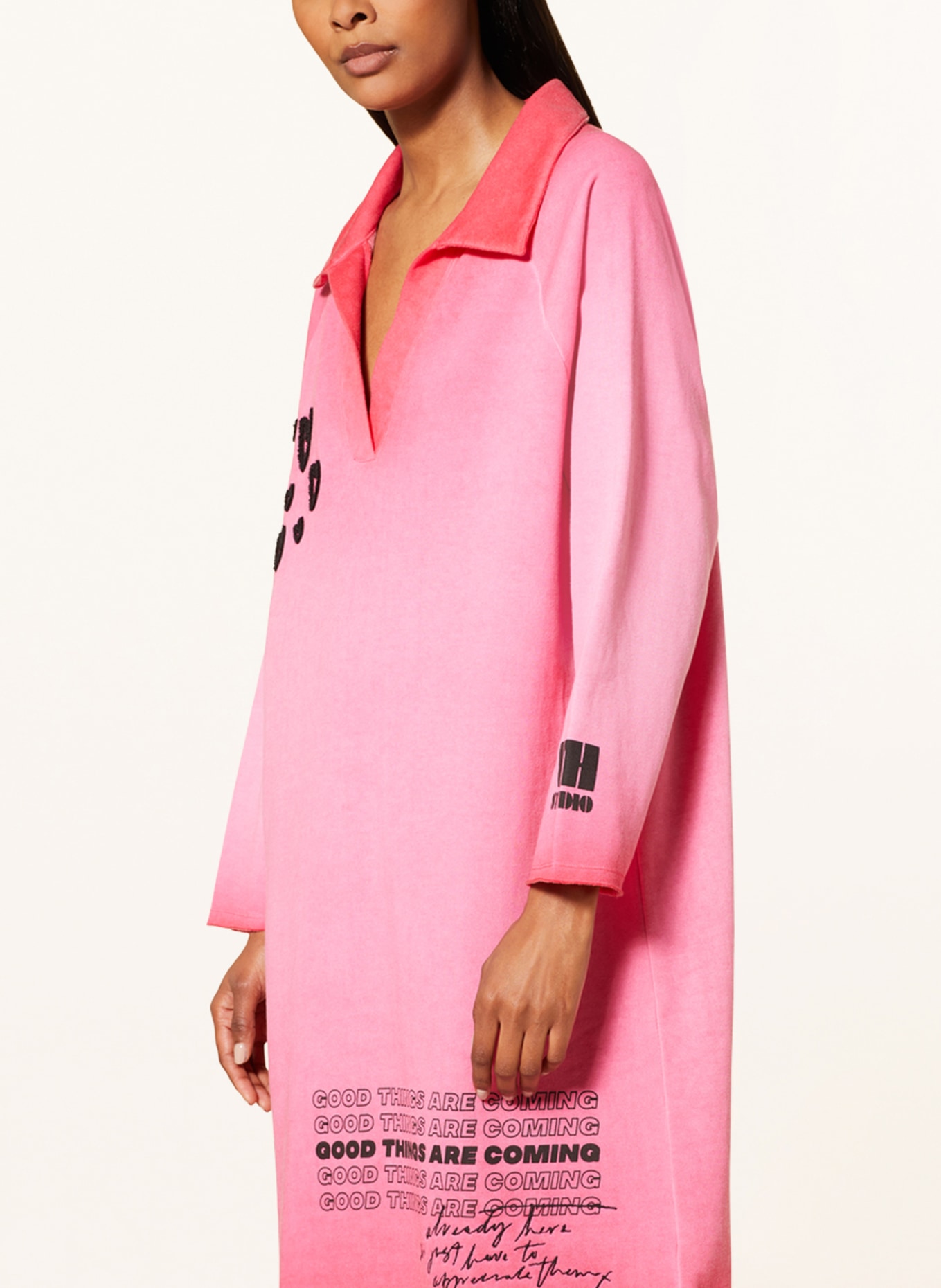yippie hippie Oversized sweater dress, Color: PINK (Image 4)