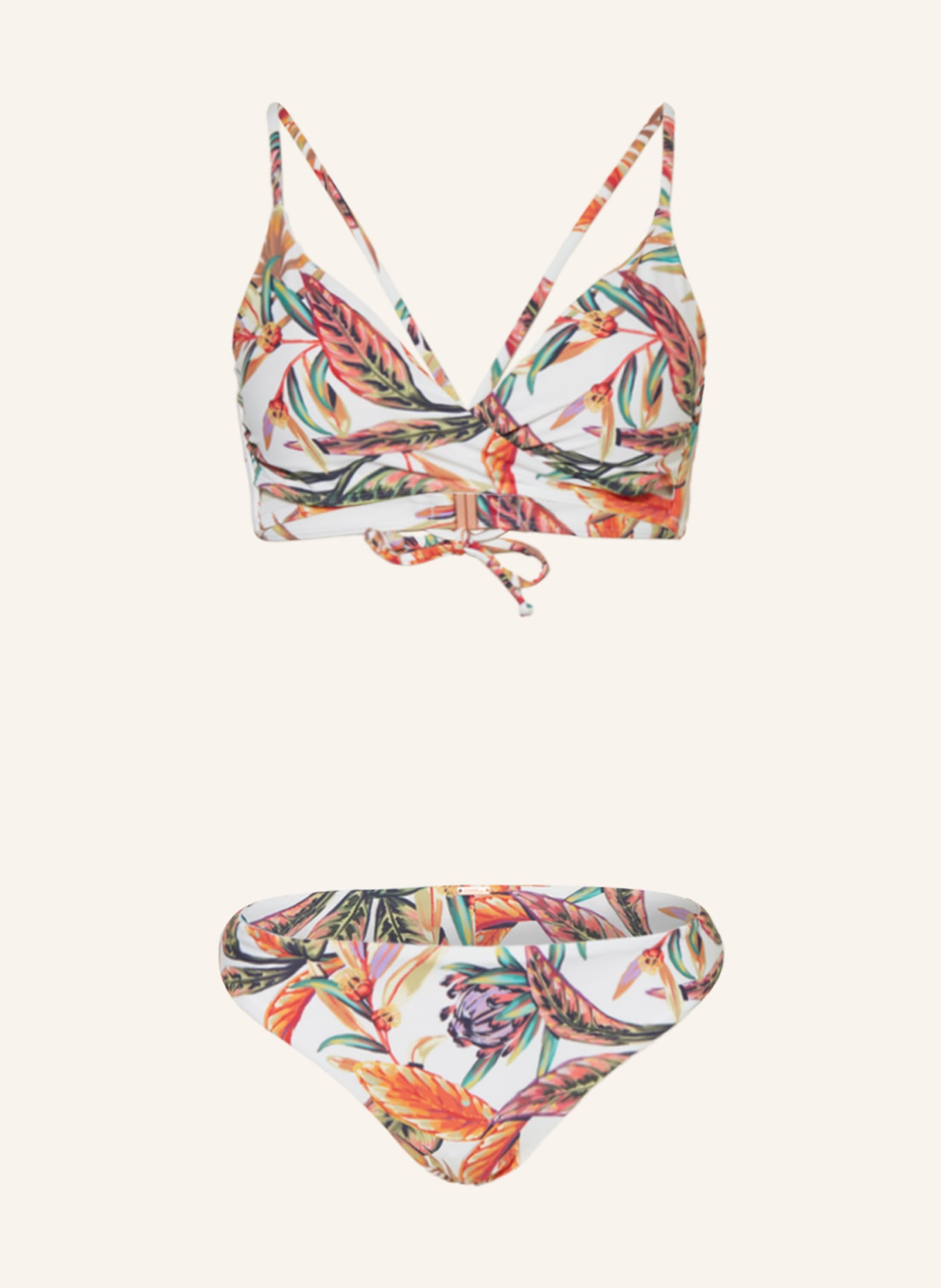 O'NEILL Bikini bralette BAAY – MAOI w stylu kopertowym, Kolor: ECRU/ POMARAŃCZOWY/ ZIELONY (Obrazek 1)