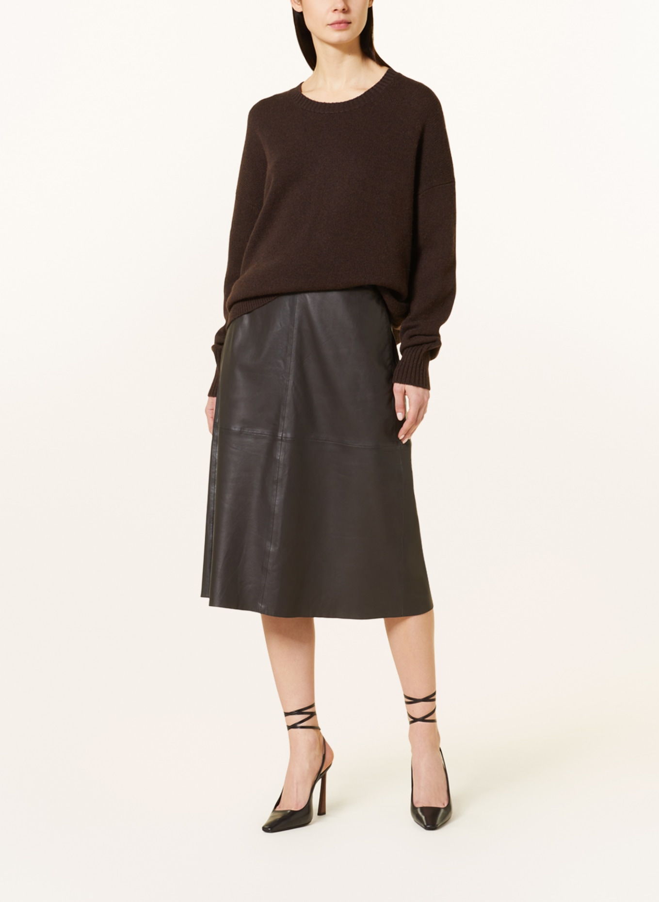 (THE MERCER) N.Y. Leather skirt, Color: DARK BROWN (Image 2)