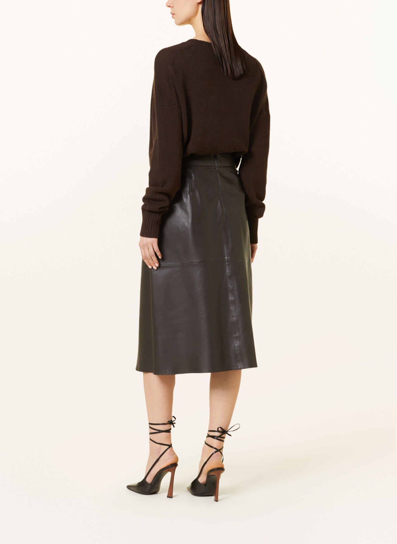 (THE MERCER) N.Y. Leather skirt, Color: DARK BROWN (Image 3)