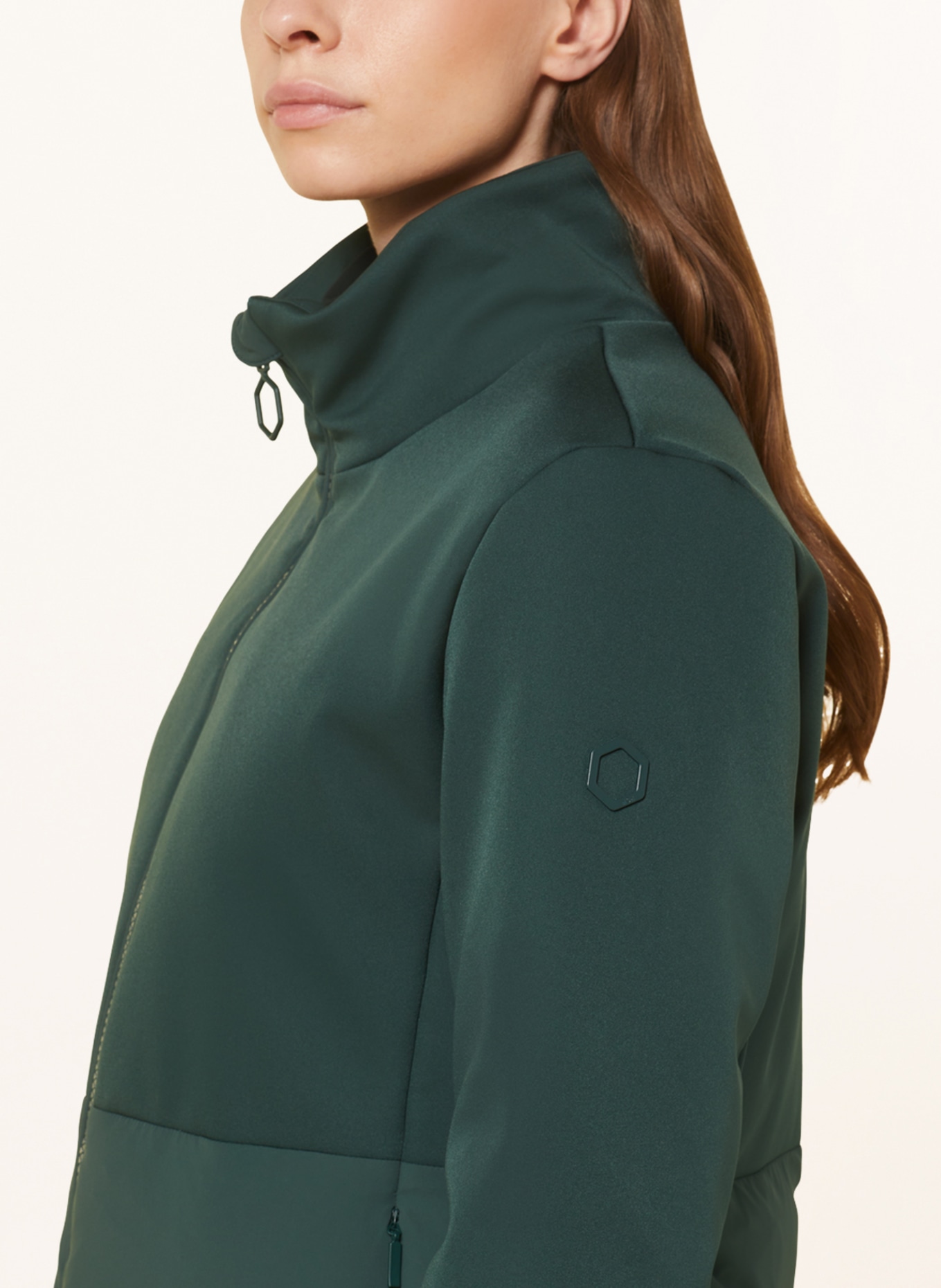HOX Down coat in mixed materials with detachable hood, Color: DARK GREEN (Image 6)