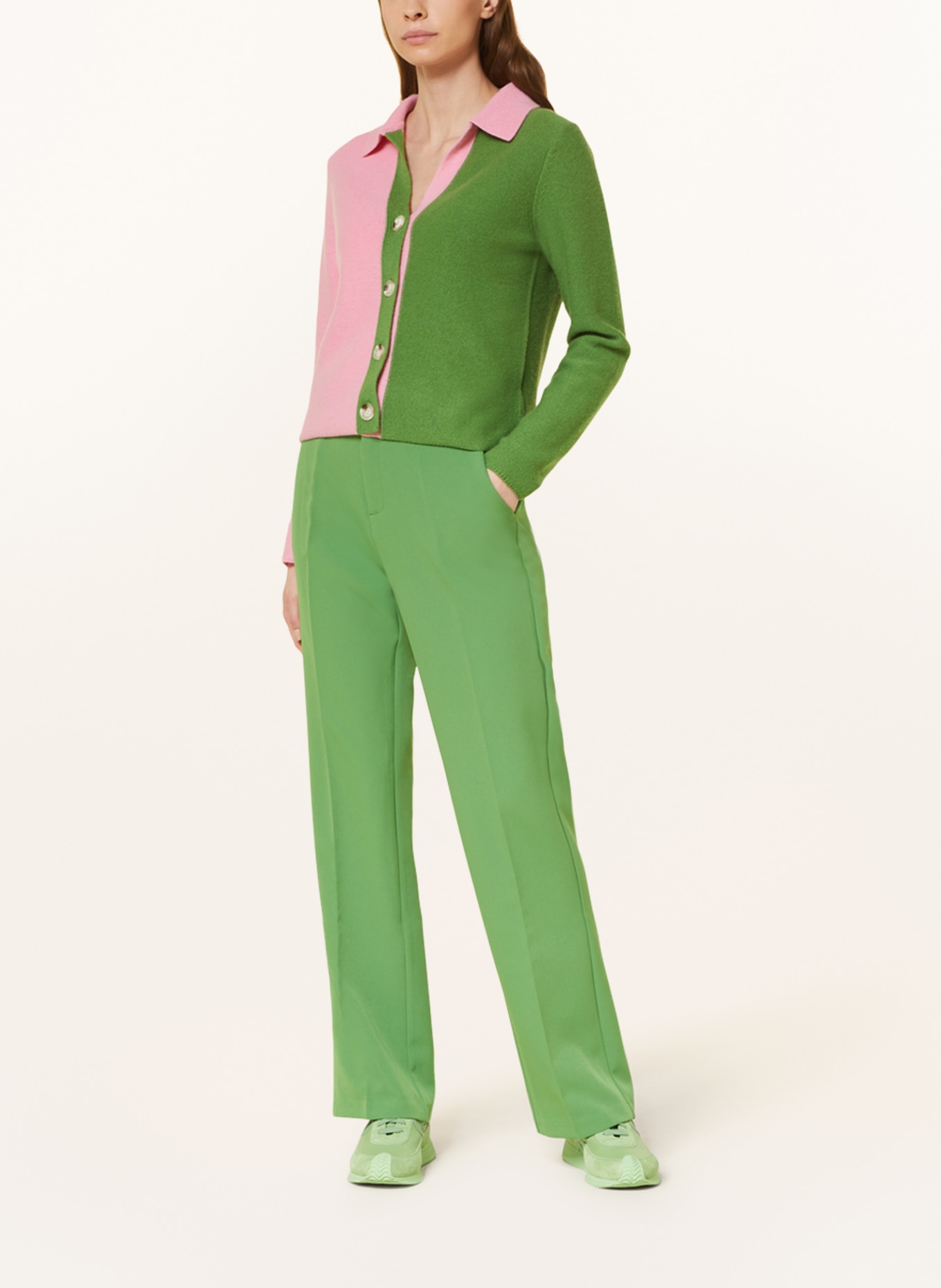 SEM PER LEI Strickjacke mit Cashmere, Farbe: GRÜN/ ROSA (Bild 2)