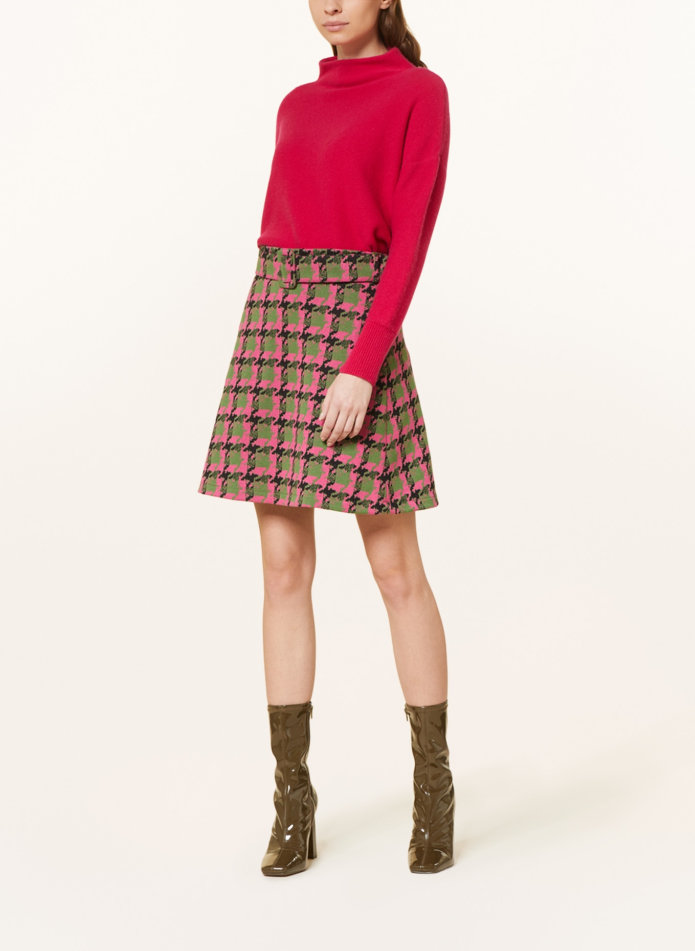 SEM PER LEI Jersey skirt, Color: PINK/ OLIVE/ BLACK (Image 2)