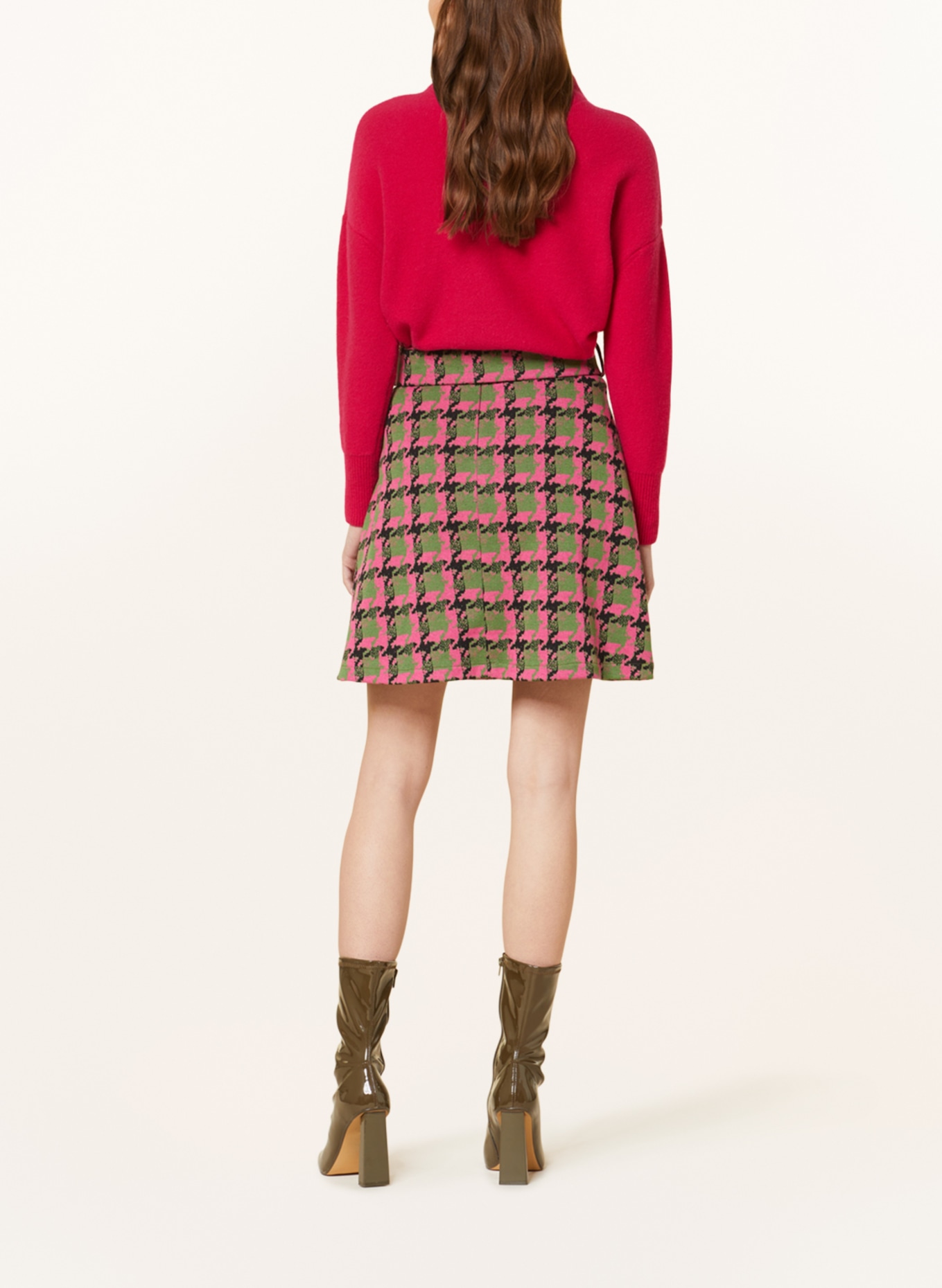 SEM PER LEI Jersey skirt, Color: PINK/ OLIVE/ BLACK (Image 3)