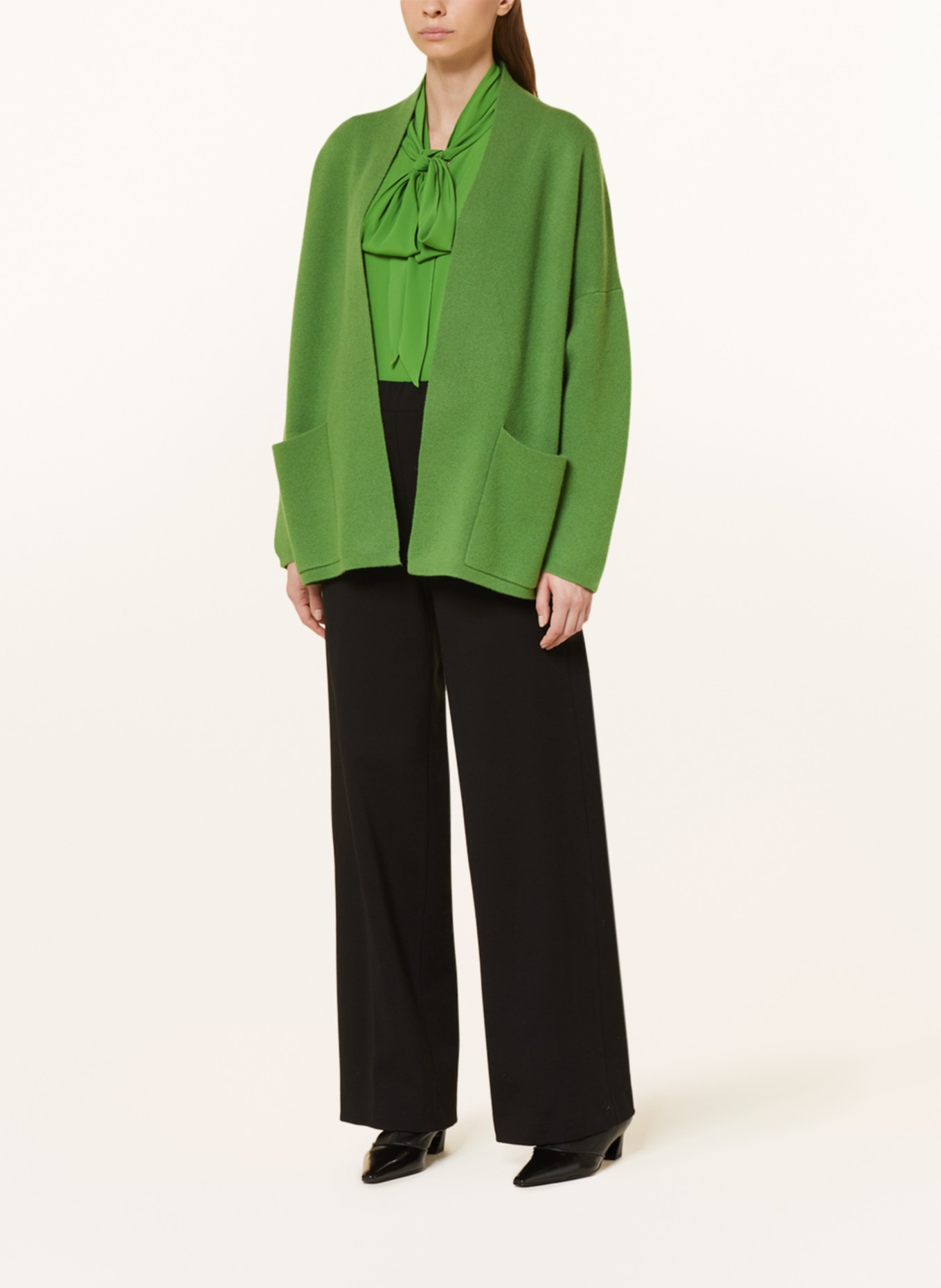 SEM PER LEI Knit cardigan with cashmere, Color: GREEN (Image 2)