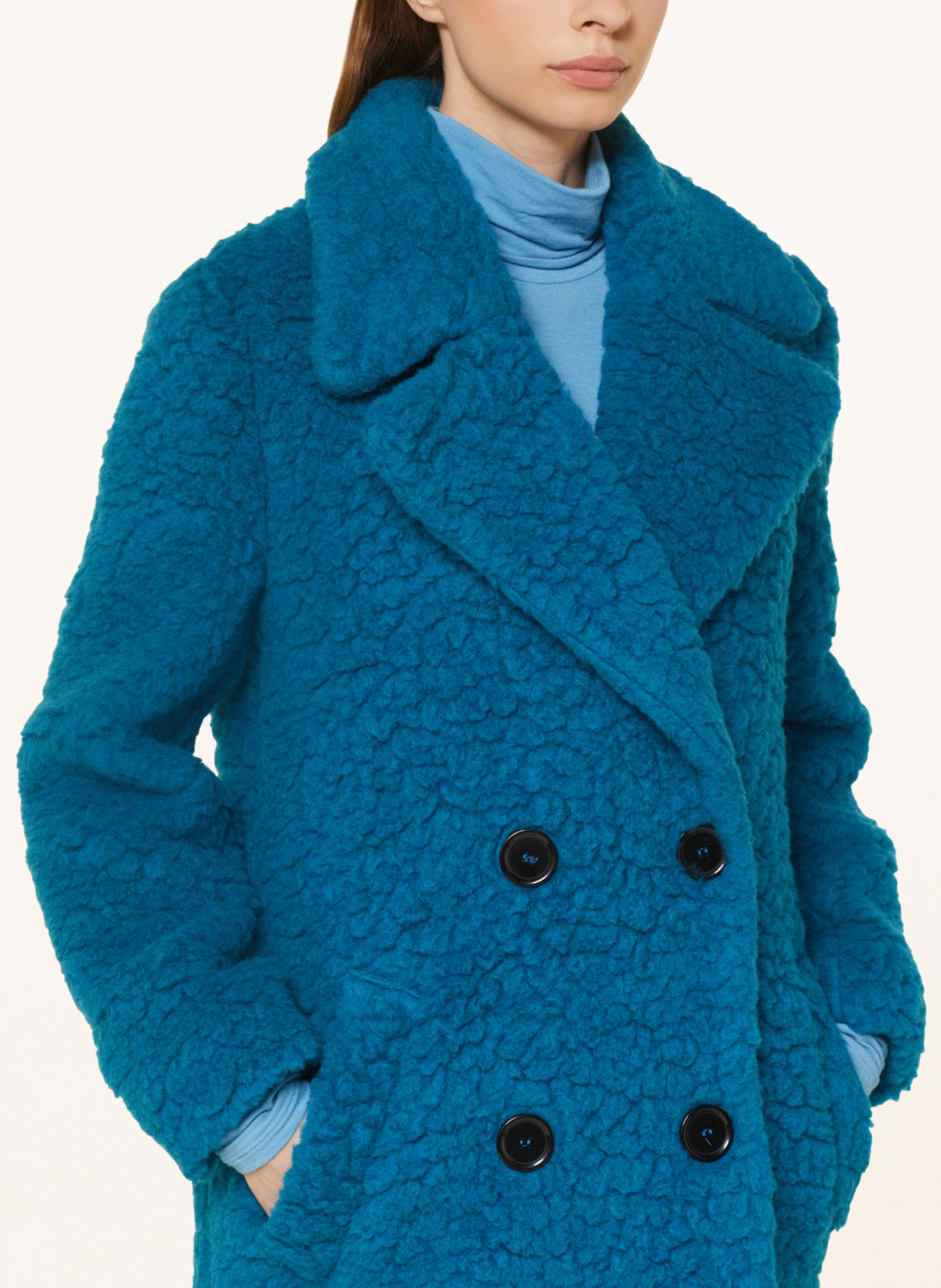 SEM PER LEI Płaszcz z pluszowego materiału, Kolor: PETROL (Obrazek 4)