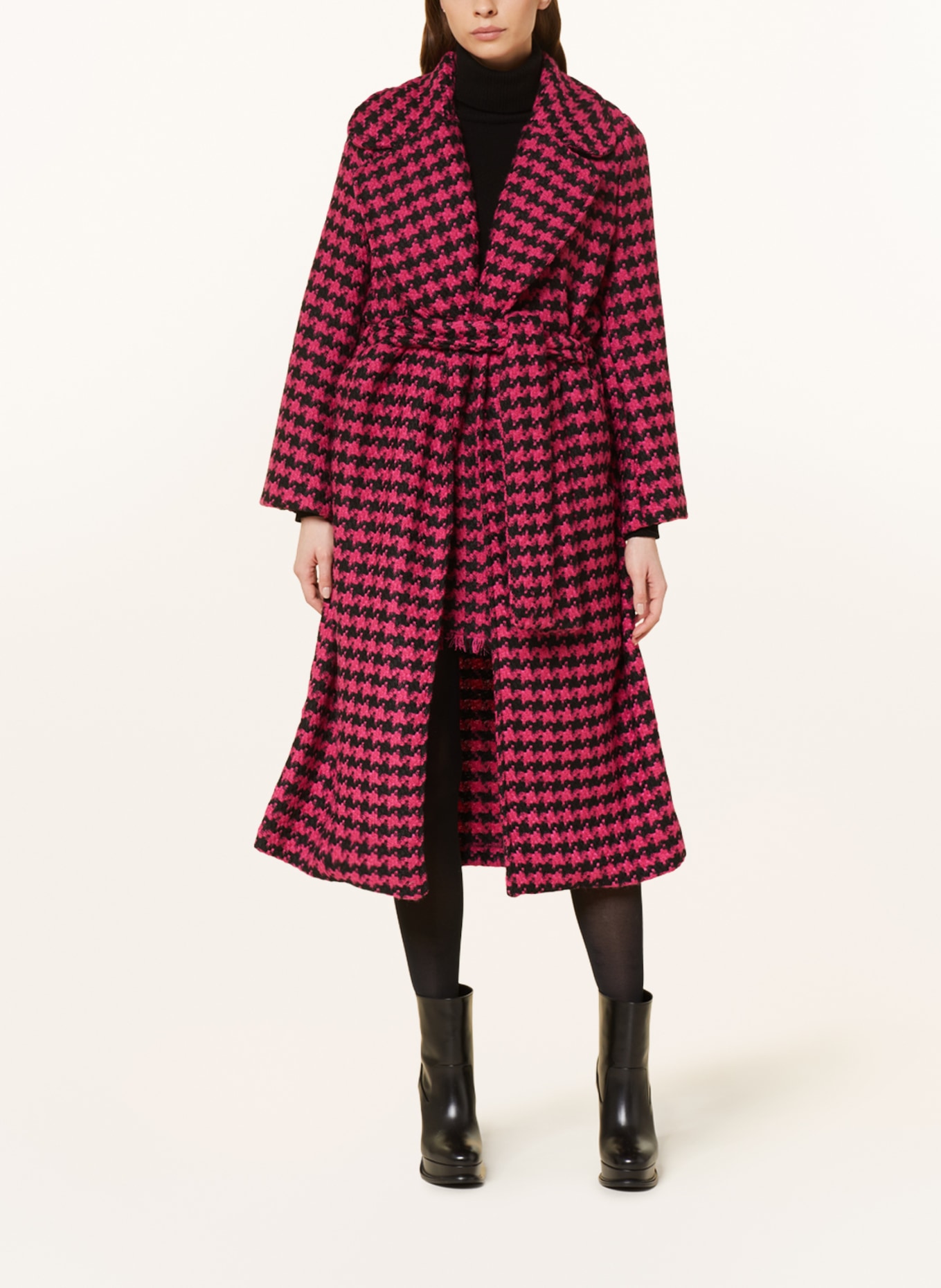 SEM PER LEI Tweed-Mantel, Farbe: SCHWARZ/ PINK (Bild 2)