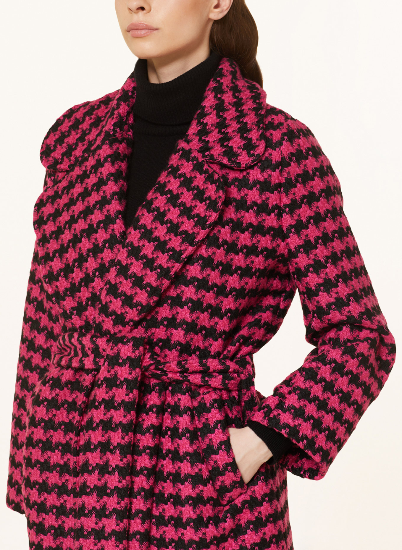 SEM PER LEI Tweed-Mantel, Farbe: SCHWARZ/ PINK (Bild 4)
