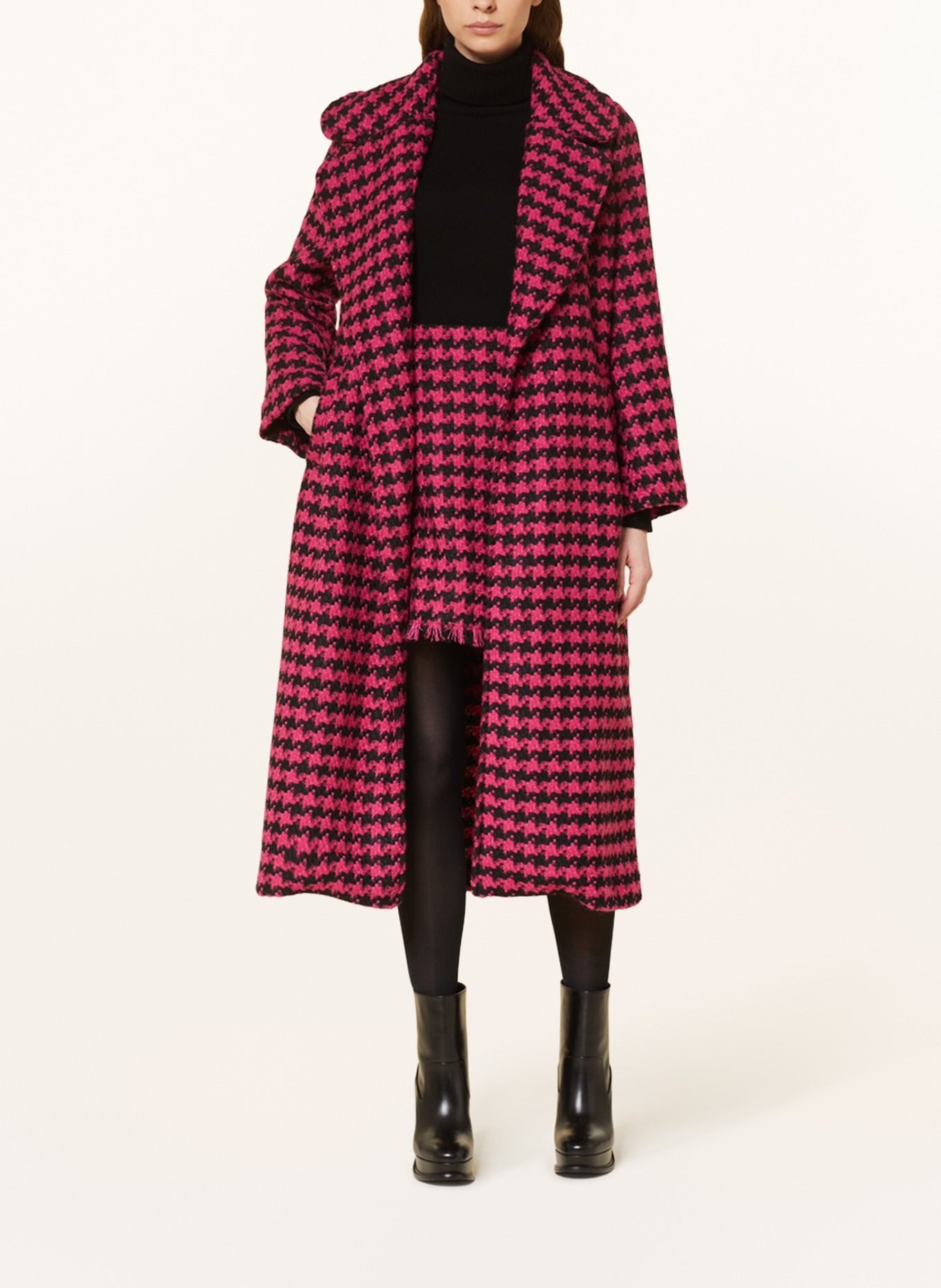 SEM PER LEI Tweed skirt, Color: BLACK/ PINK (Image 2)