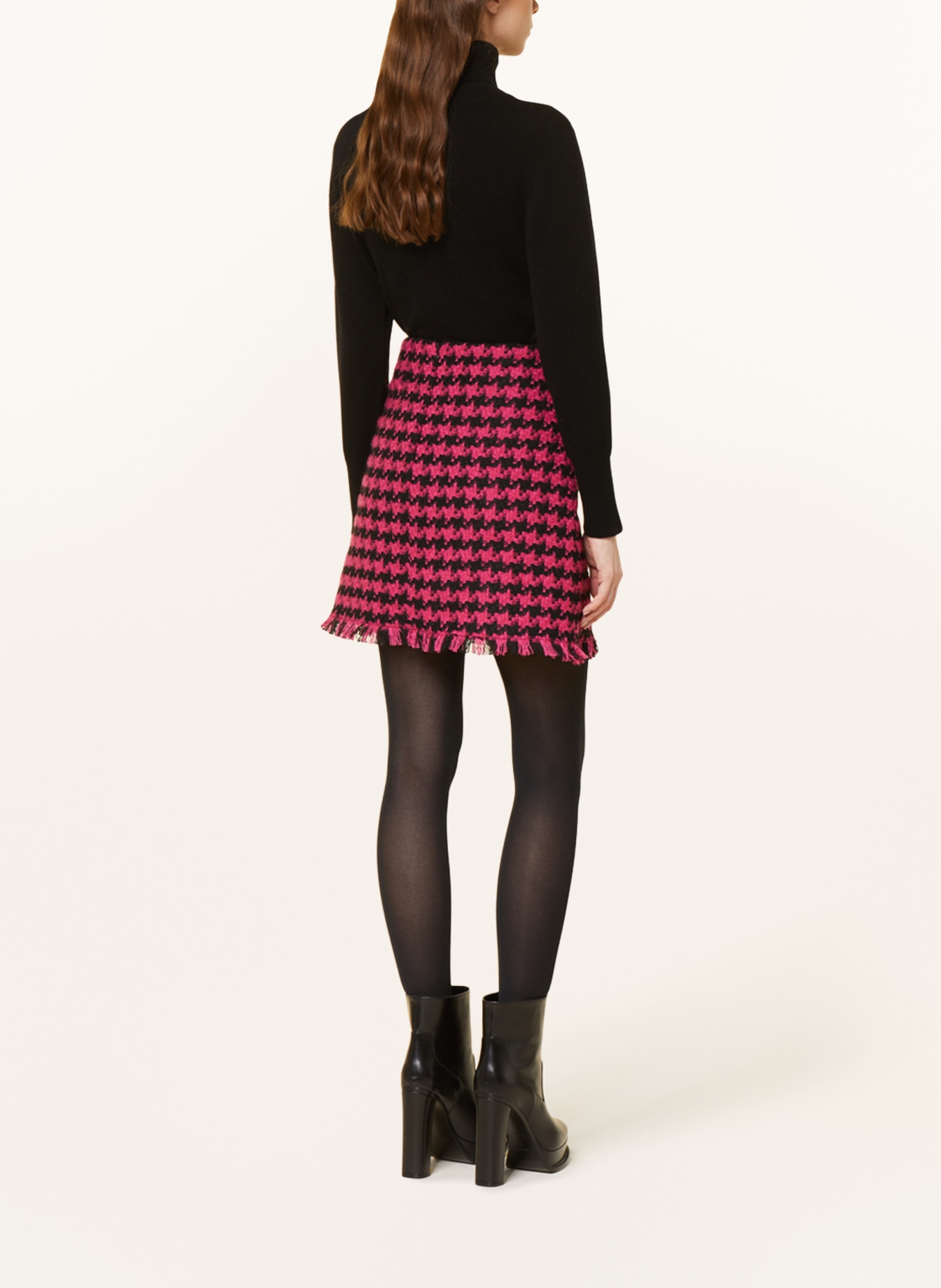 SEM PER LEI Tweed skirt, Color: BLACK/ PINK (Image 3)