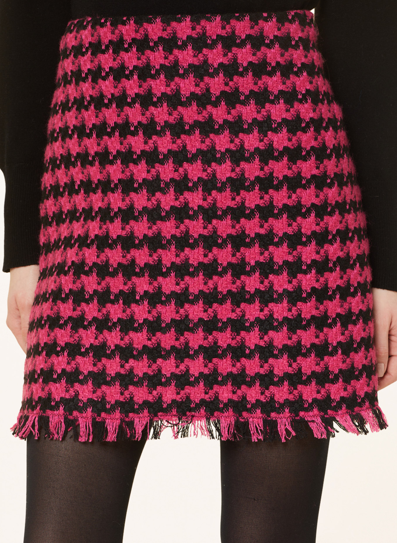 SEM PER LEI Tweed skirt, Color: BLACK/ PINK (Image 4)