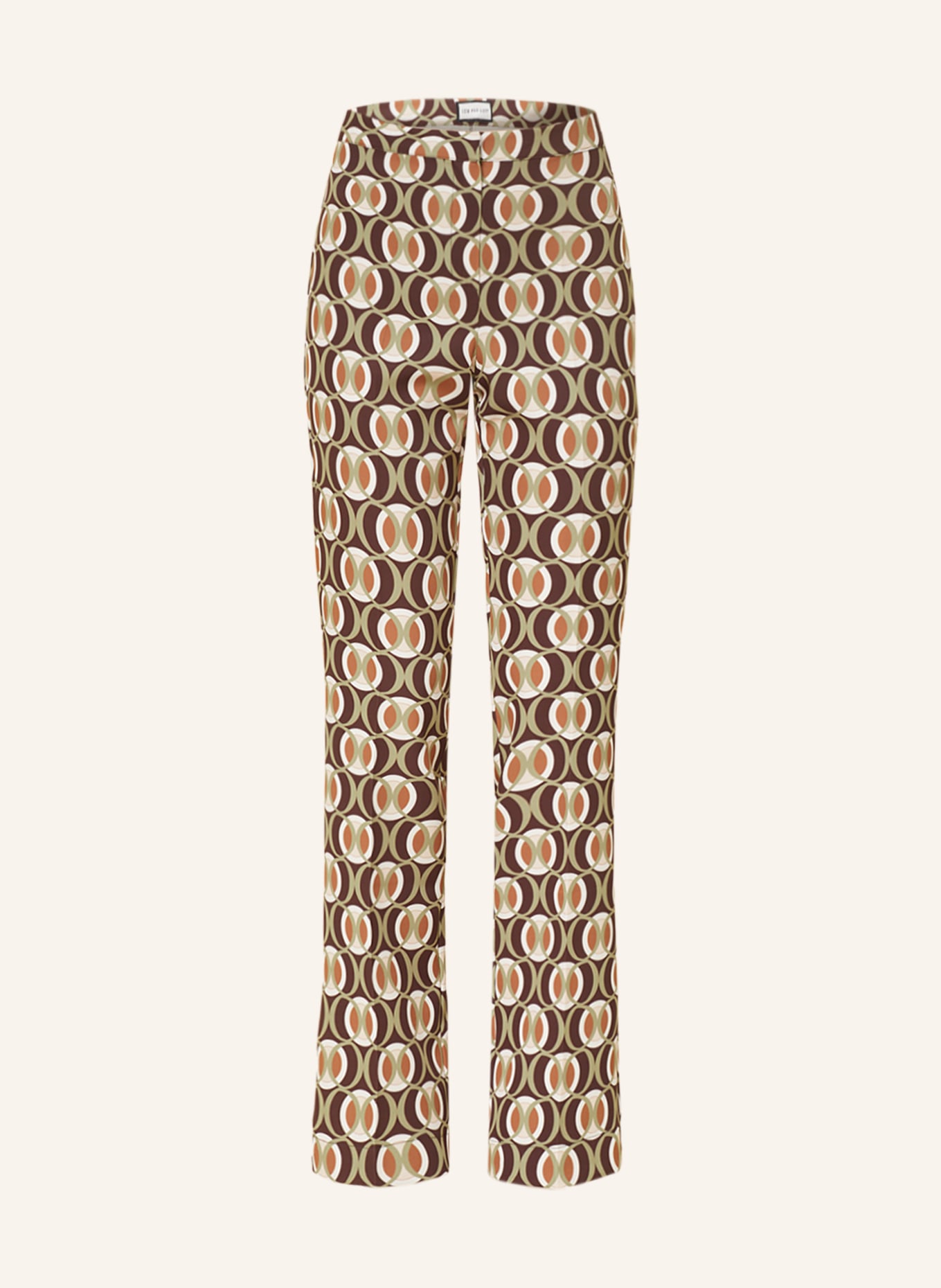 SEM PER LEI Wide leg trousers, Color: DARK BROWN/ KHAKI/ CREAM (Image 1)