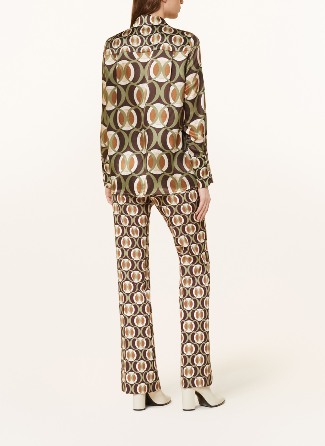 SEM PER LEI Silk blouse, Color: DARK BROWN/ KHAKI/ CREAM (Image 3)