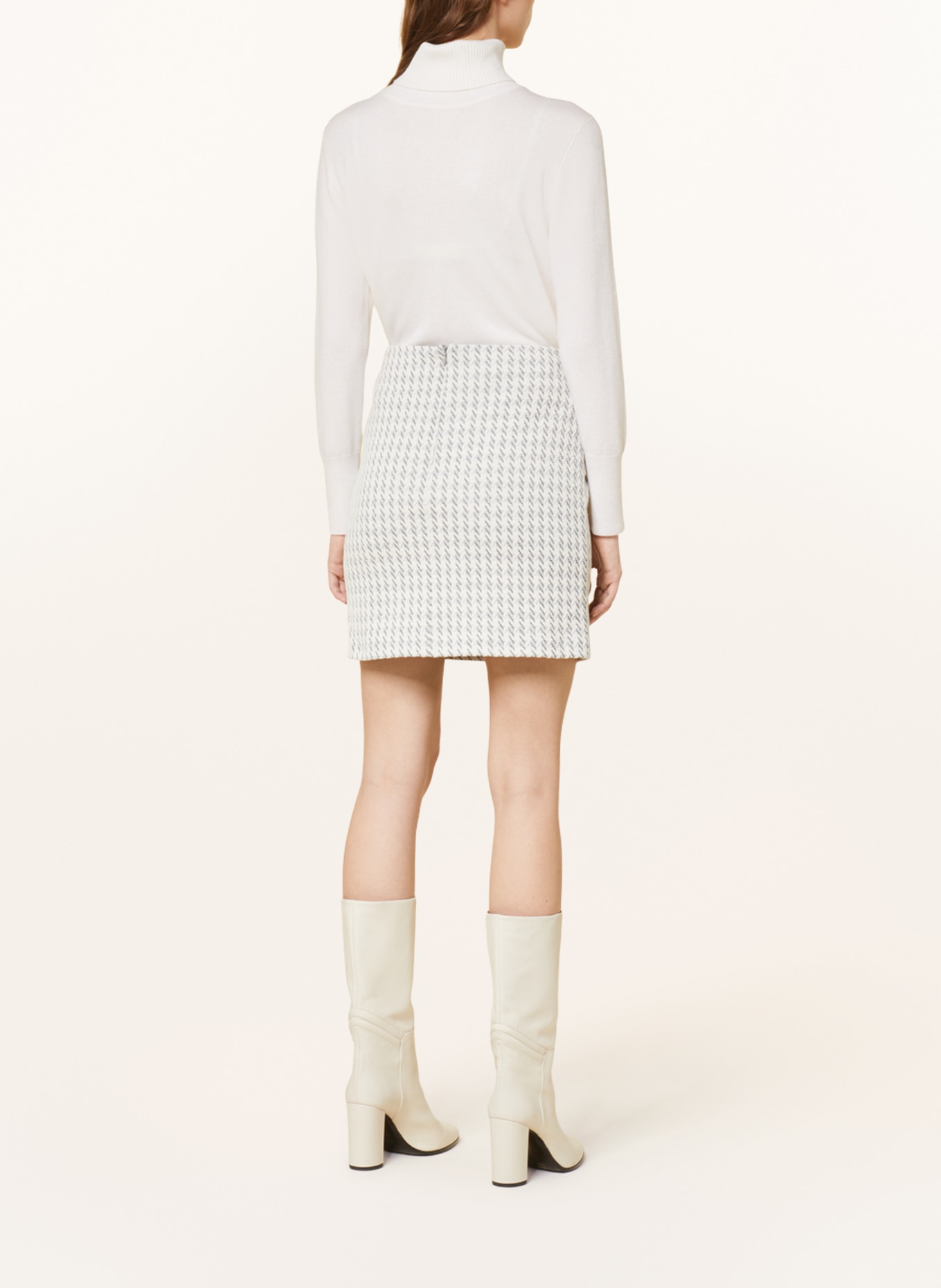 SEM PER LEI Jersey skirt with glitter thread, Color: WHITE/ LIGHT GRAY/ BLACK (Image 3)