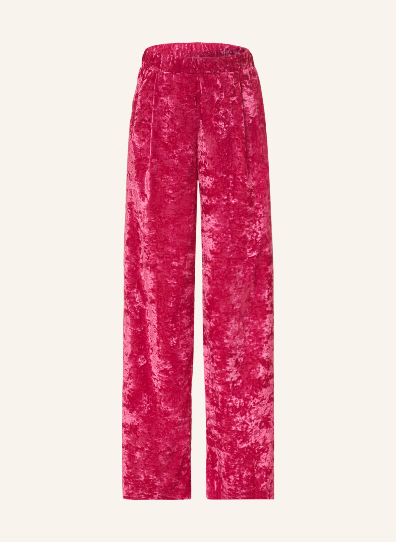 SEM PER LEI Wide leg trousers made of velvet, Color: PINK (Image 1)