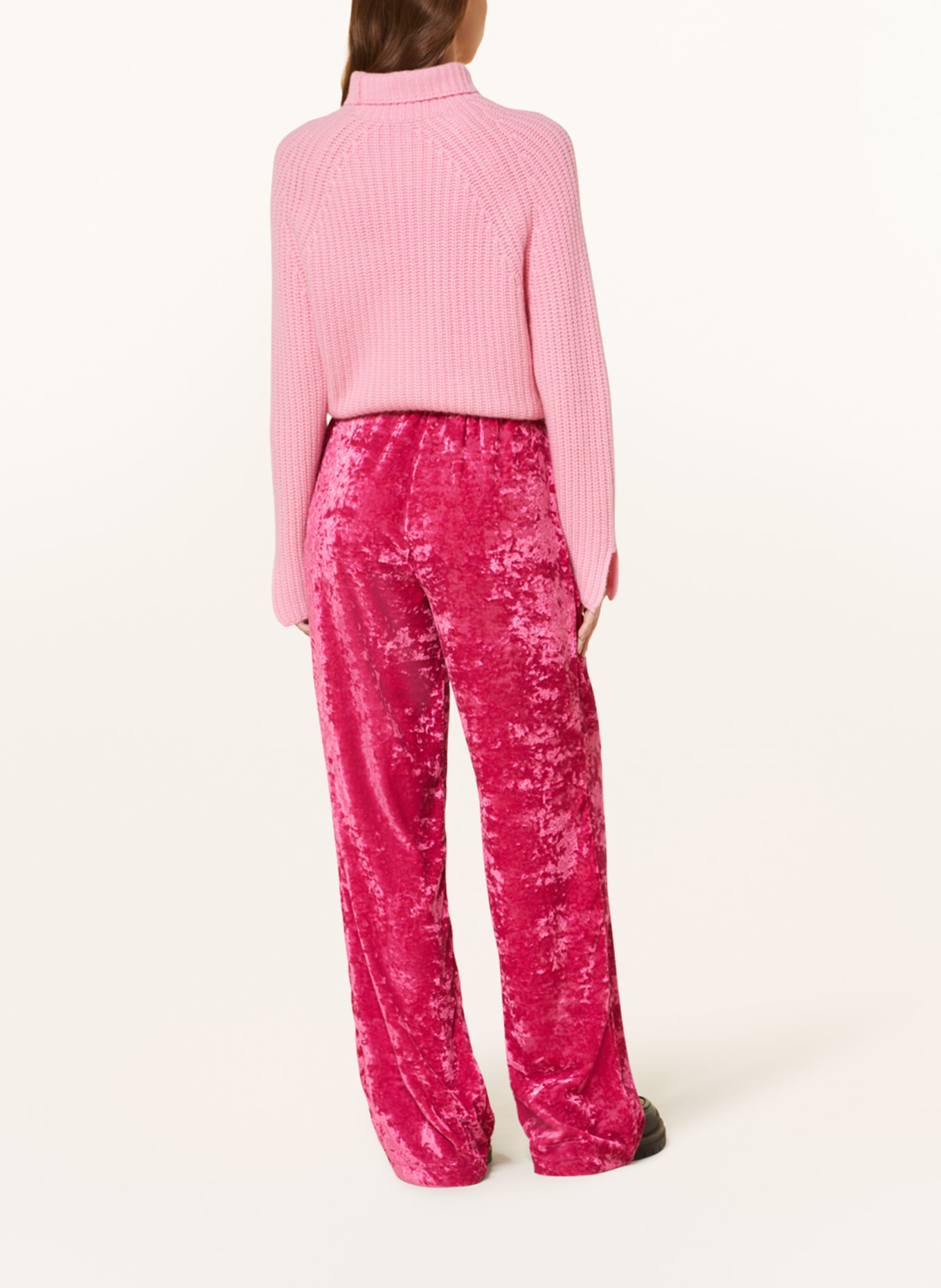 SEM PER LEI Wide leg trousers made of velvet, Color: PINK (Image 3)