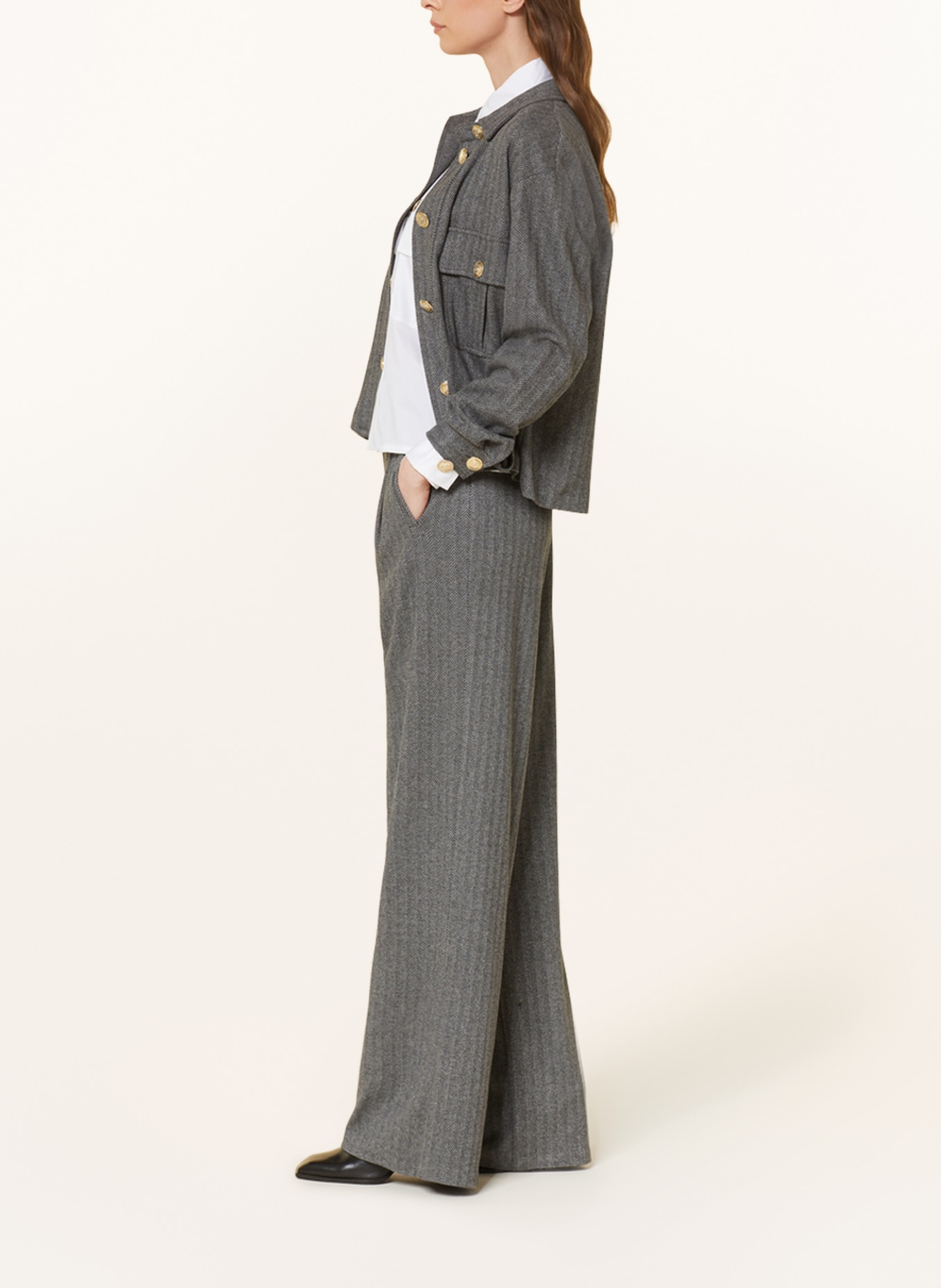 SEM PER LEI Wide leg trousers made of jersey, Color: GRAY (Image 4)