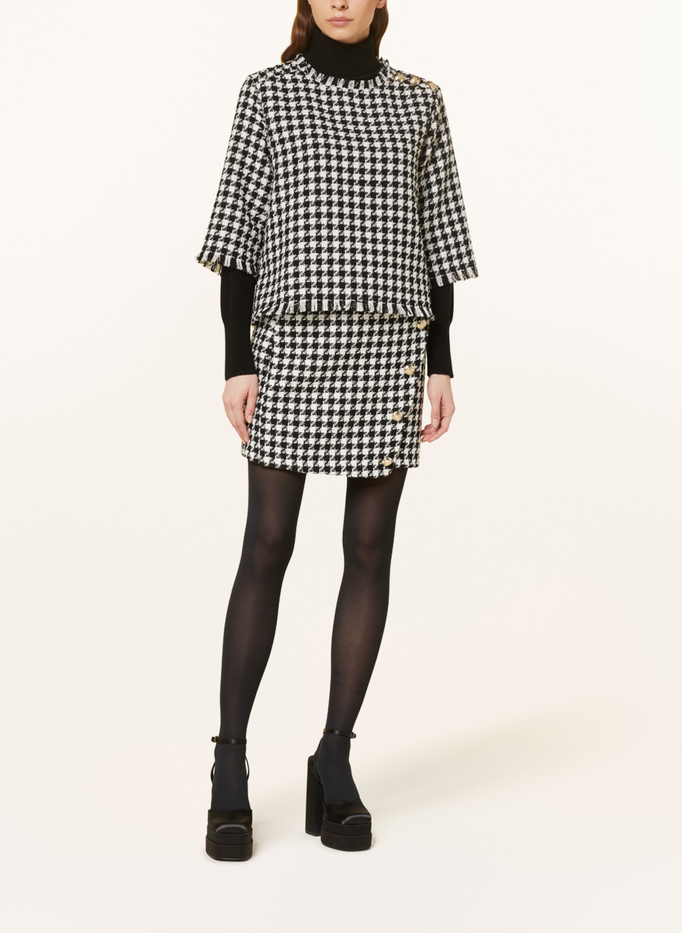 SEM PER LEI Tweed skirt, Color: BLACK/ WHITE (Image 2)
