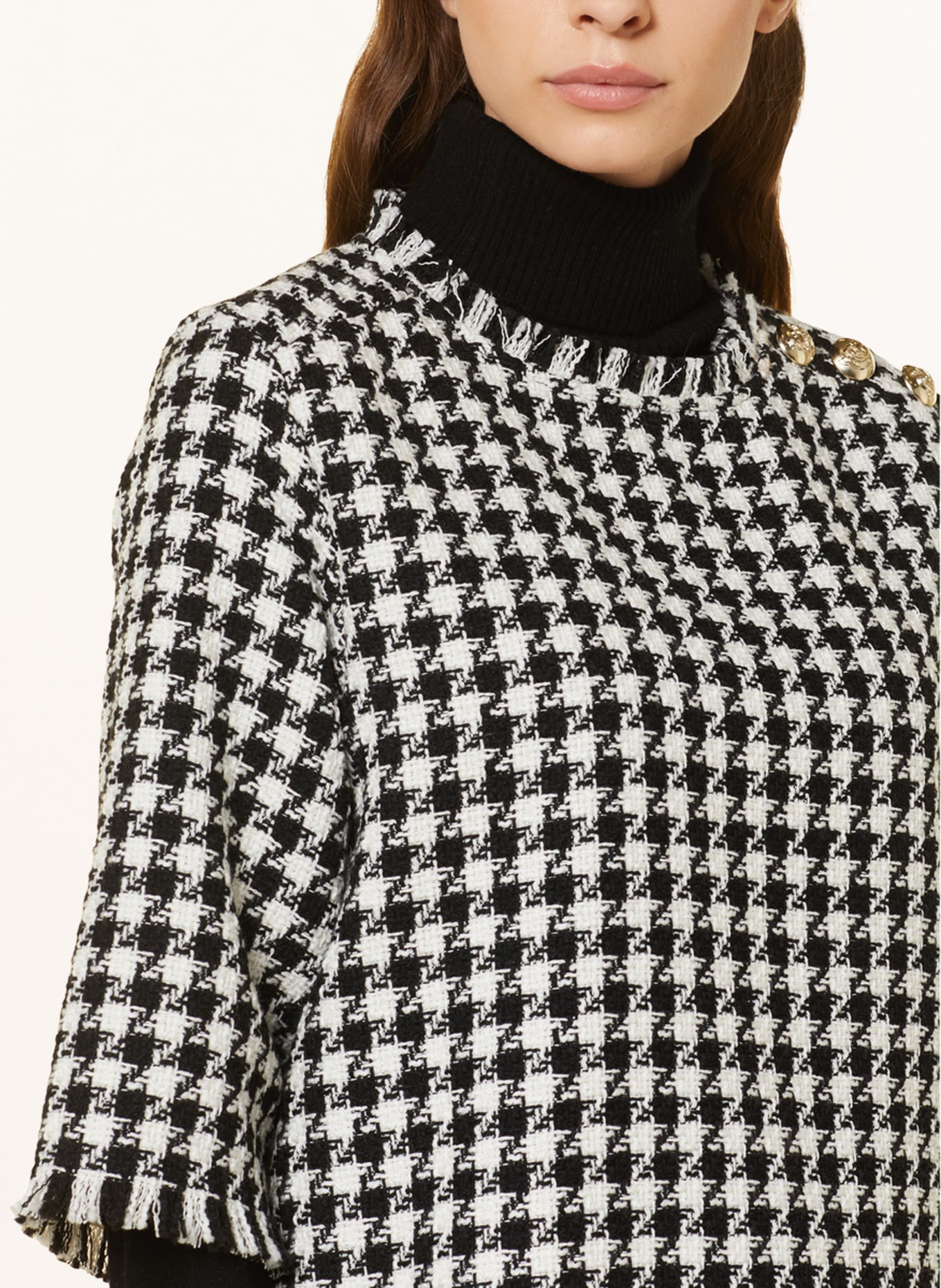 SEM PER LEI Tweed shirt with 3/4 sleeves, Color: BLACK/ WHITE (Image 4)