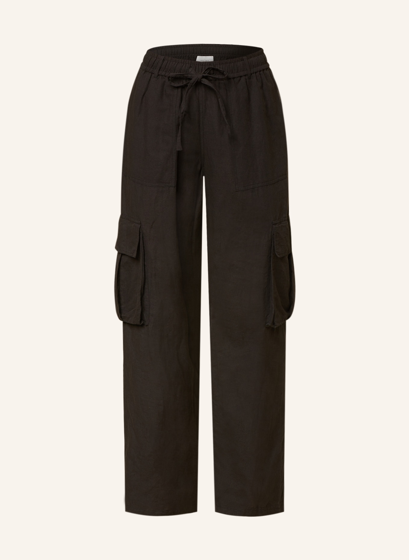 NEO NOIR Cargo pants KELLY with linen, Color: BLACK (Image 1)