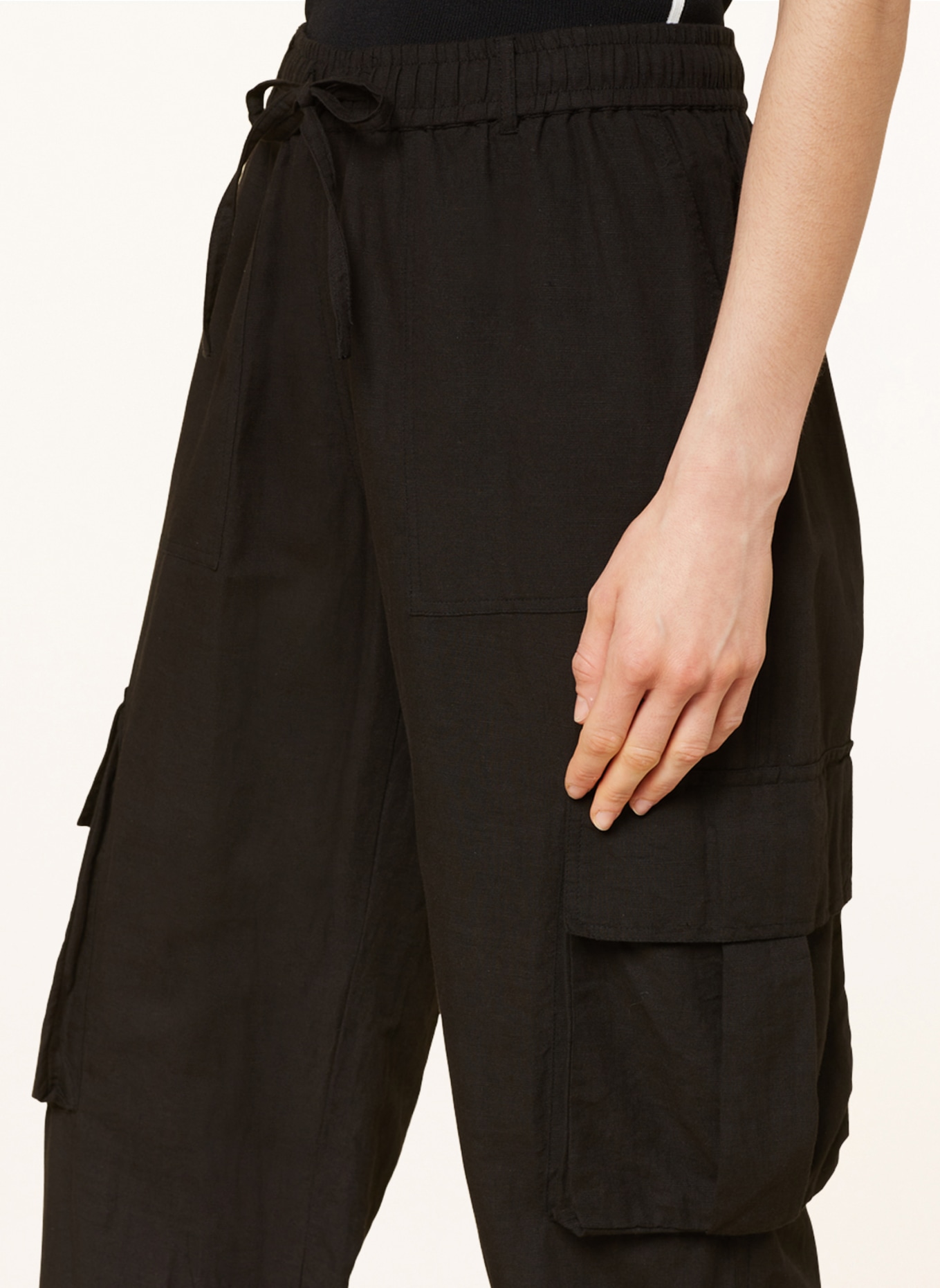 NEO NOIR Cargo pants KELLY with linen, Color: BLACK (Image 5)