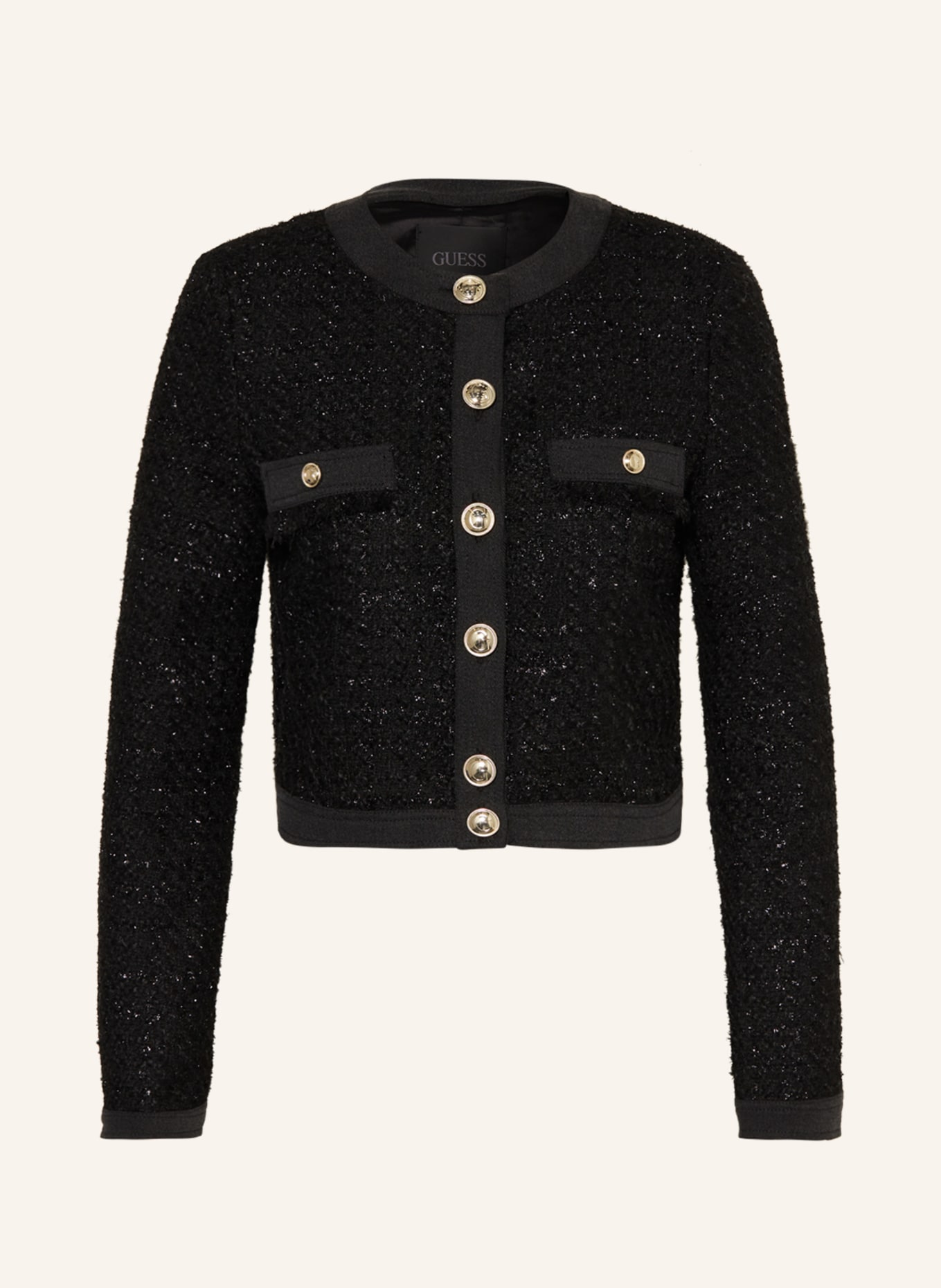 GUESS Tweed jacket CLARISSA with glitter thread, Color: BLACK (Image 1)