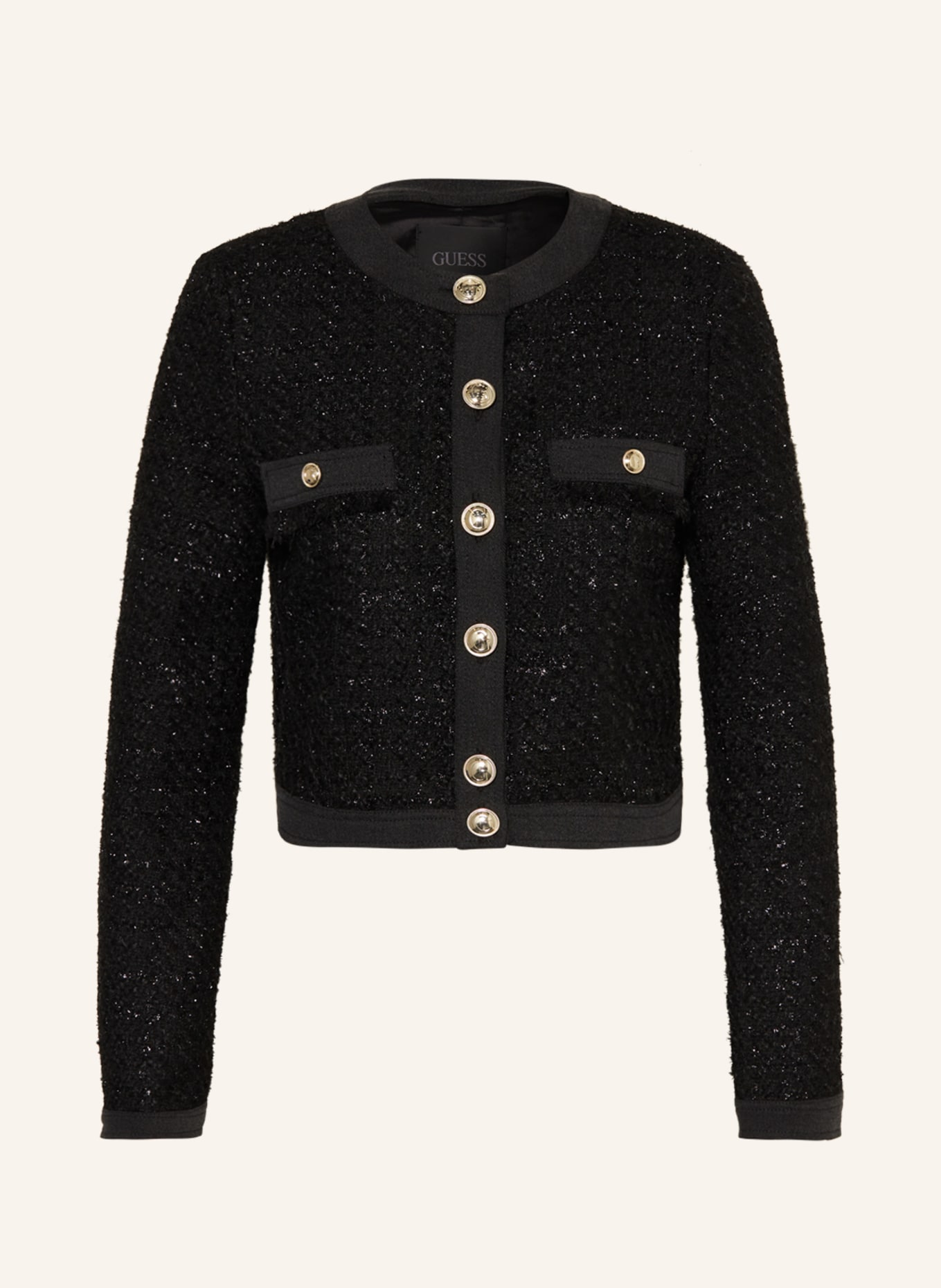 GUESS Tweed-Jacke CLARISSA mit Glitzergarn, Farbe: SCHWARZ (Bild 1)