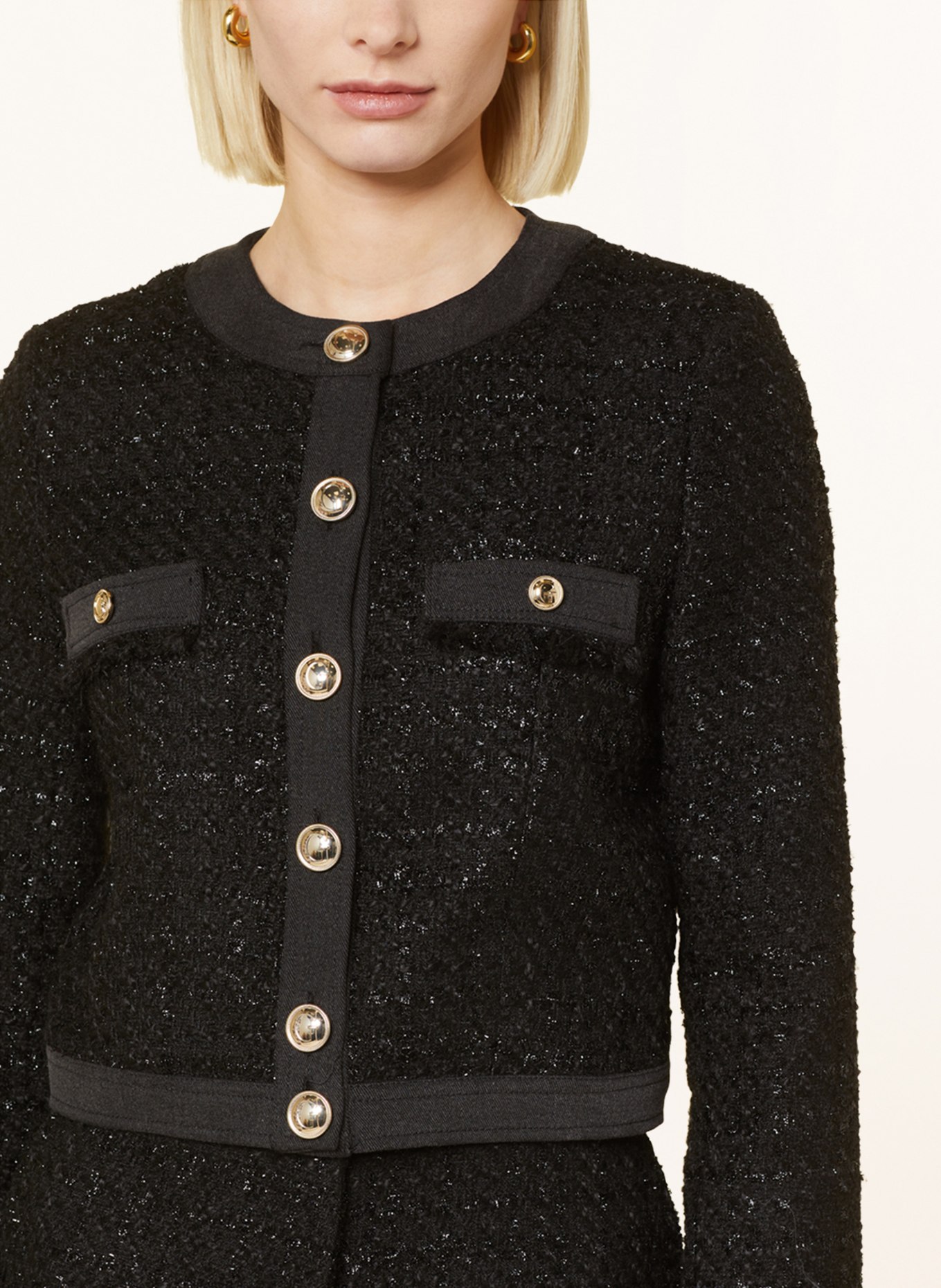 GUESS Tweed jacket CLARISSA with glitter thread, Color: BLACK (Image 4)