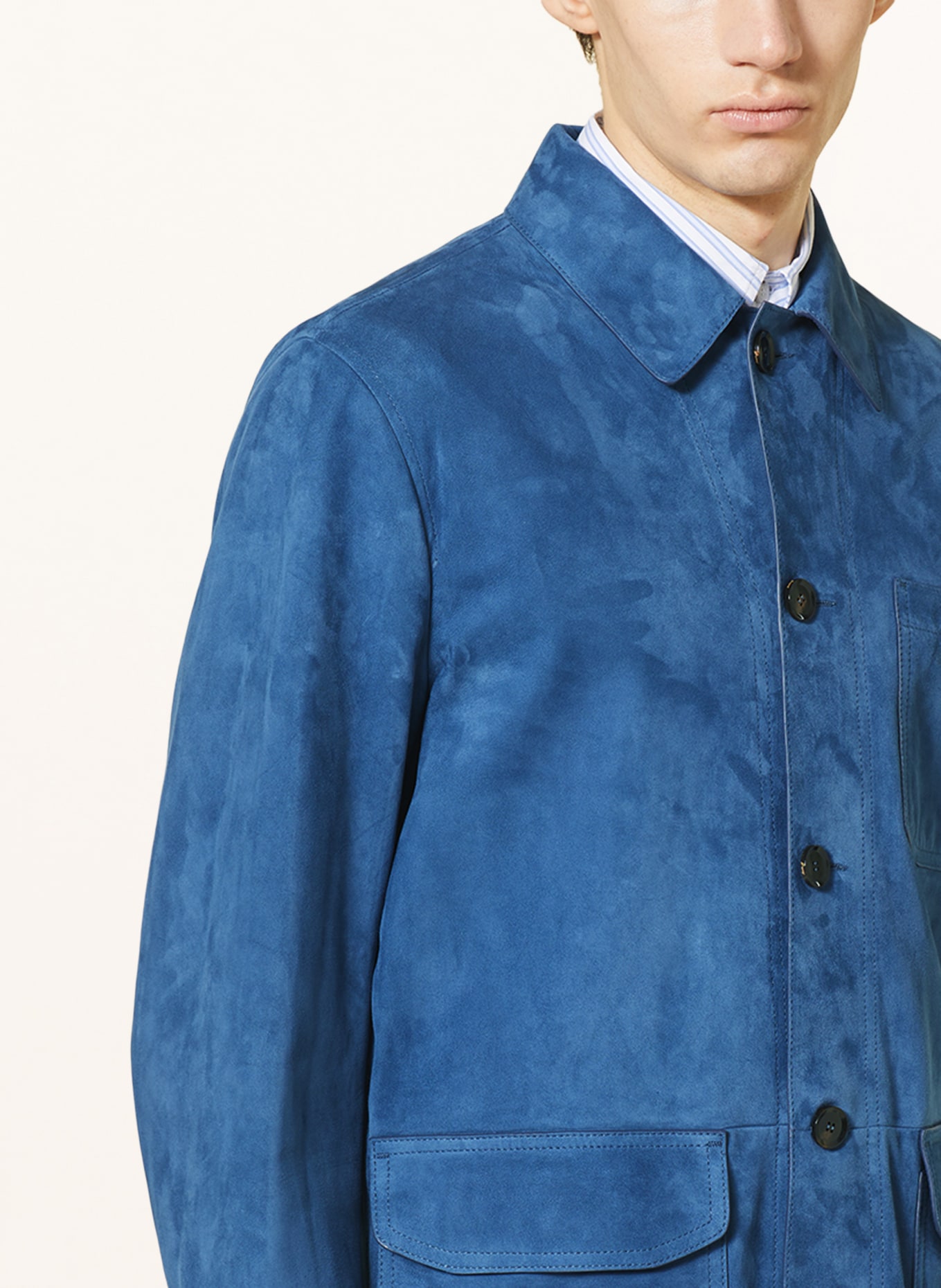 Brioni Leather jacket, Color: BLUE (Image 4)