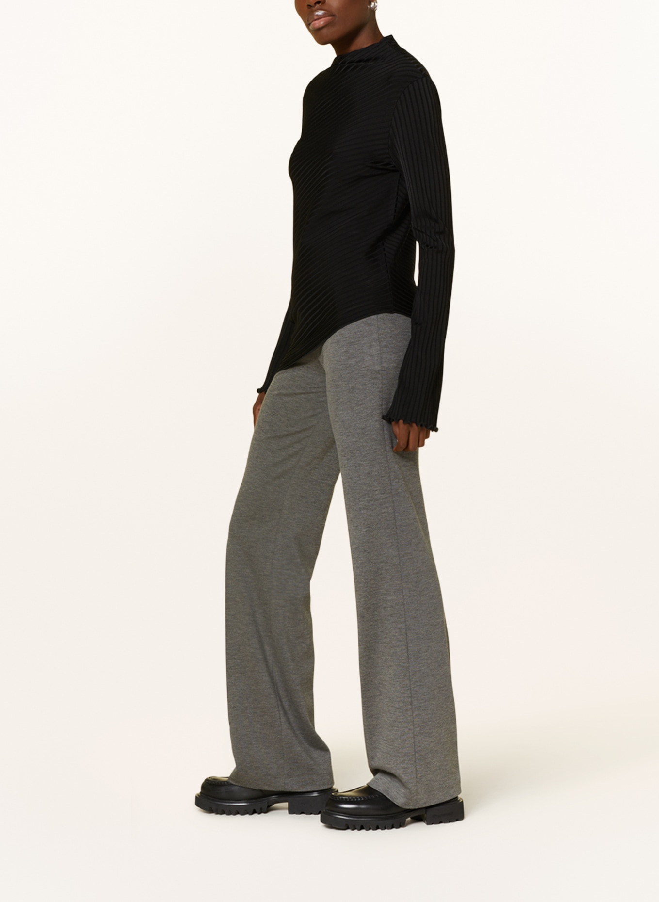 DRYKORN Wide leg trousers ALIVE made of jersey, Color: GRAY (Image 4)