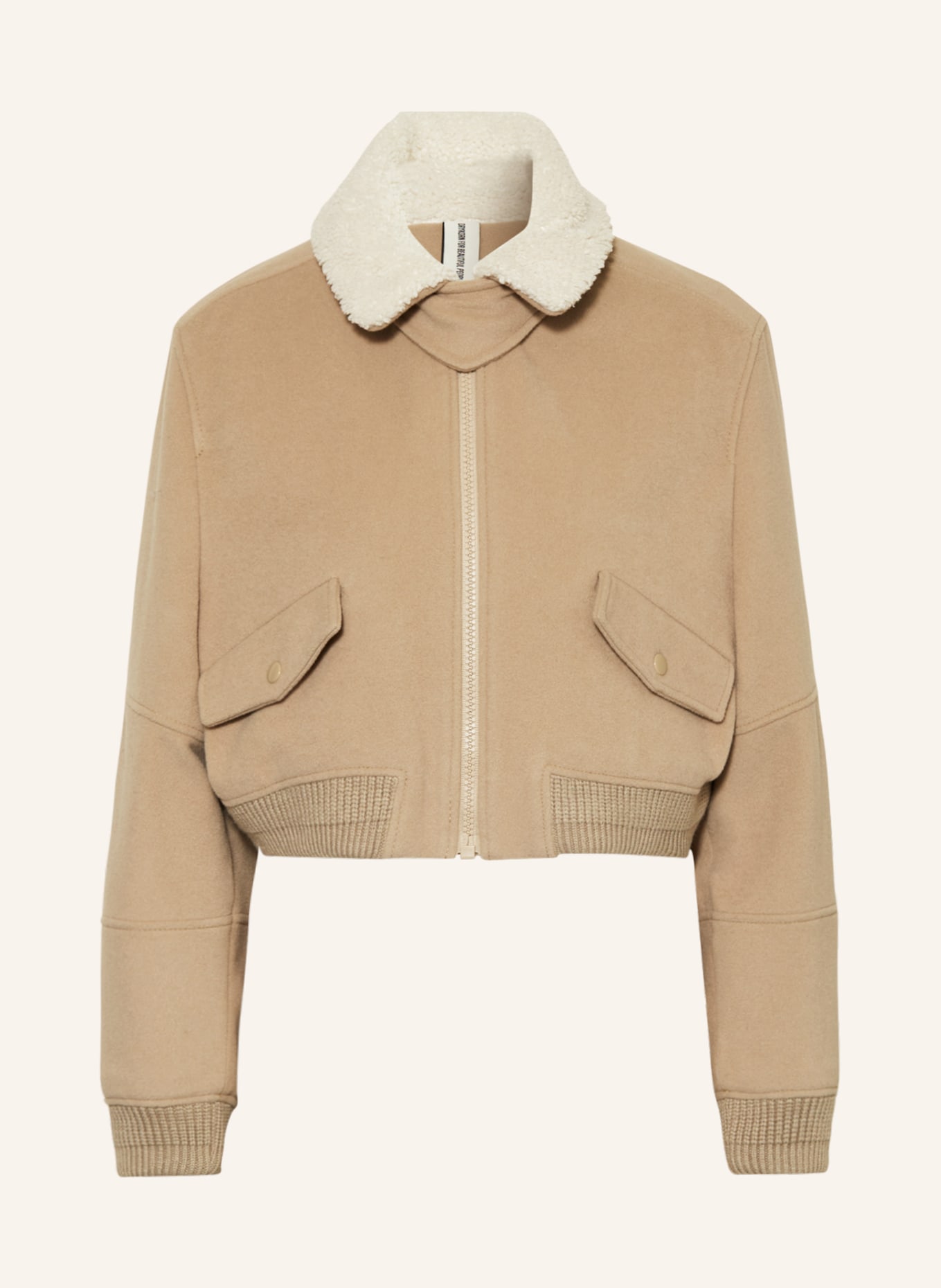 DRYKORN Cropped jacket FOXLEY with teddy, Color: BEIGE (Image 1)