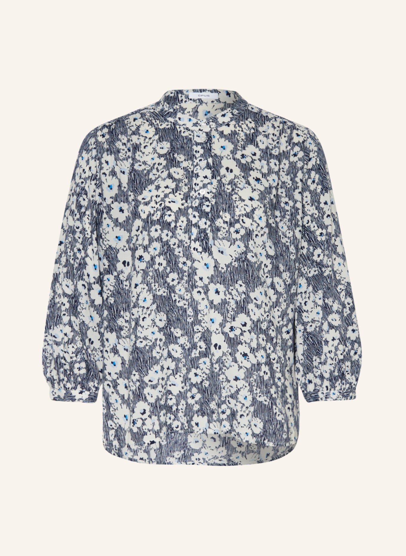OPUS Shirt blouse FALINDO with 3/4 sleeves, Color: DARK BLUE/ WHITE (Image 1)